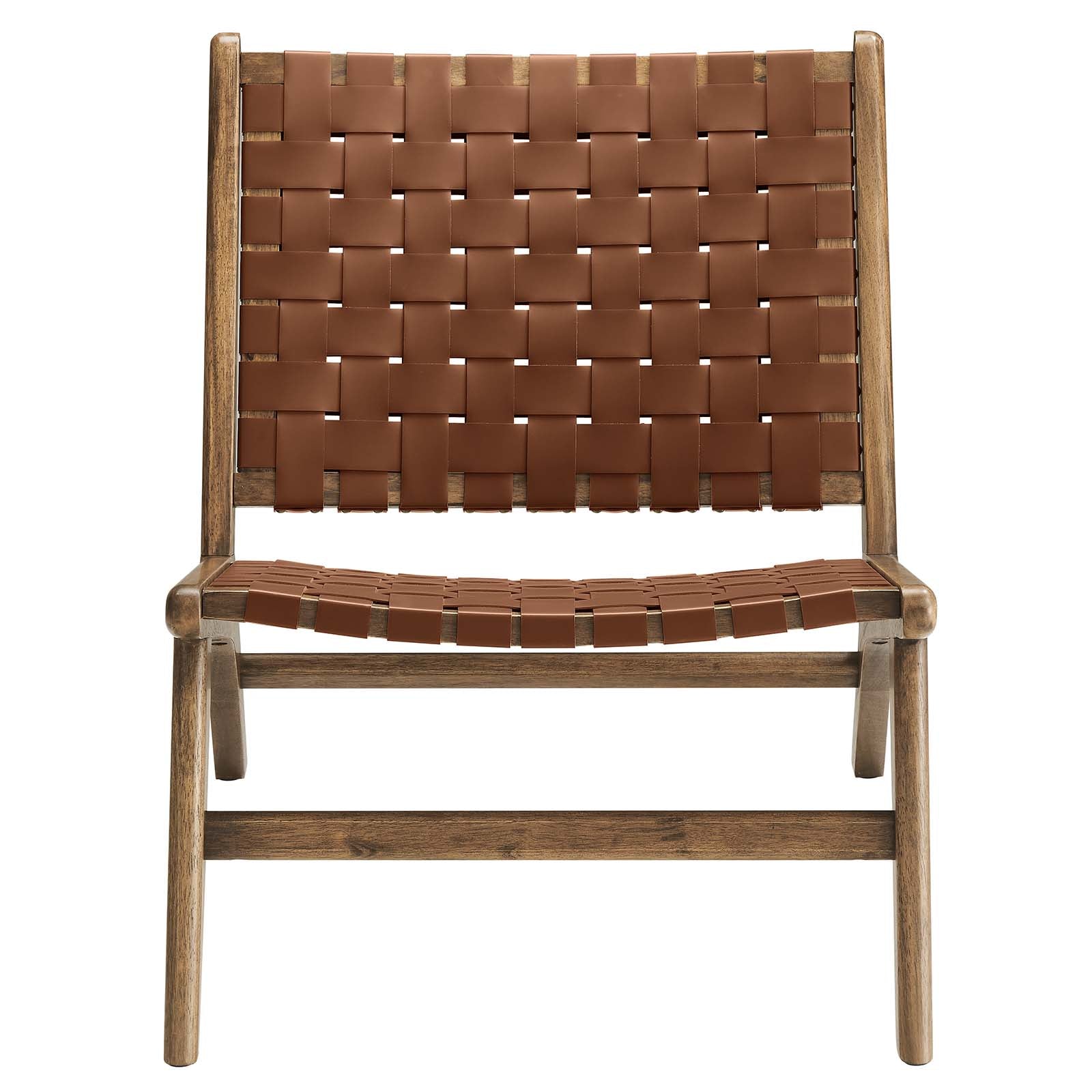 Saorise Woven Leather Wood Accent Lounge Chair - East Shore Modern Home Furnishings
