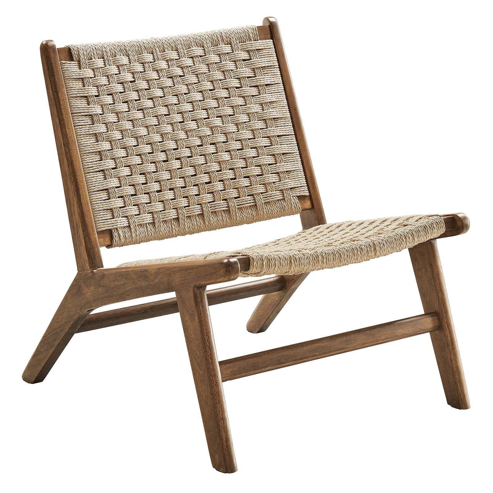 Saorise Woven Rope Wood Accent Lounge Chair