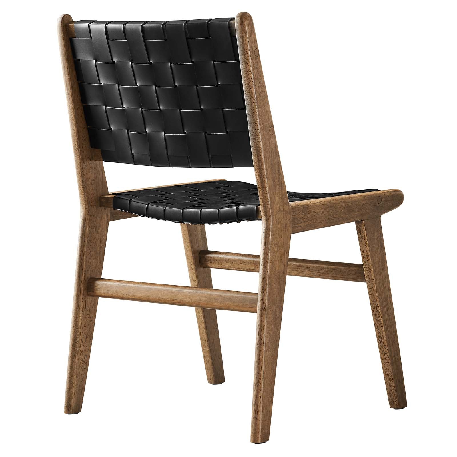 Saorise Woven Leather Wood Dining Side Chair - Set of 2