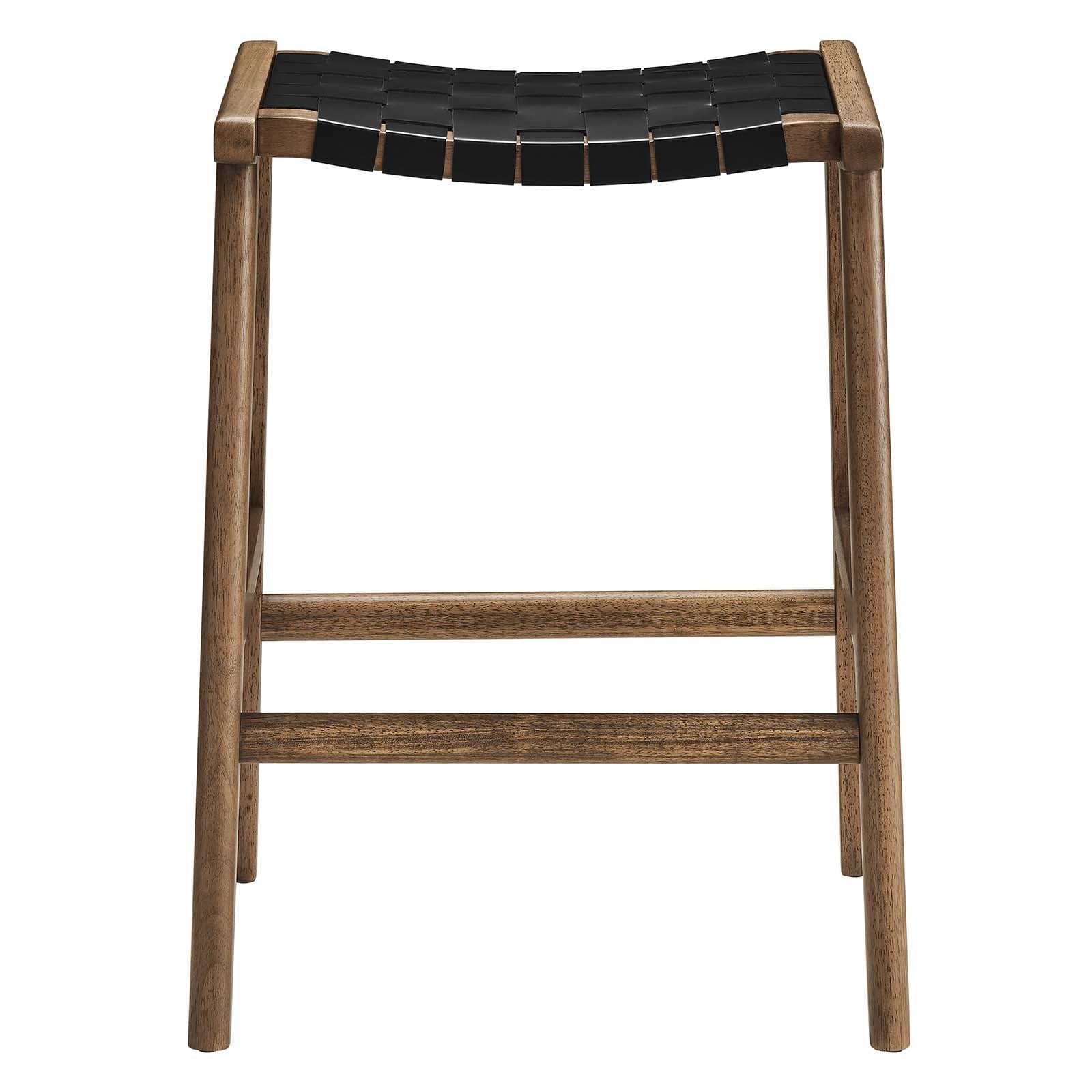 Woven Leather Counter Stool - Saddle