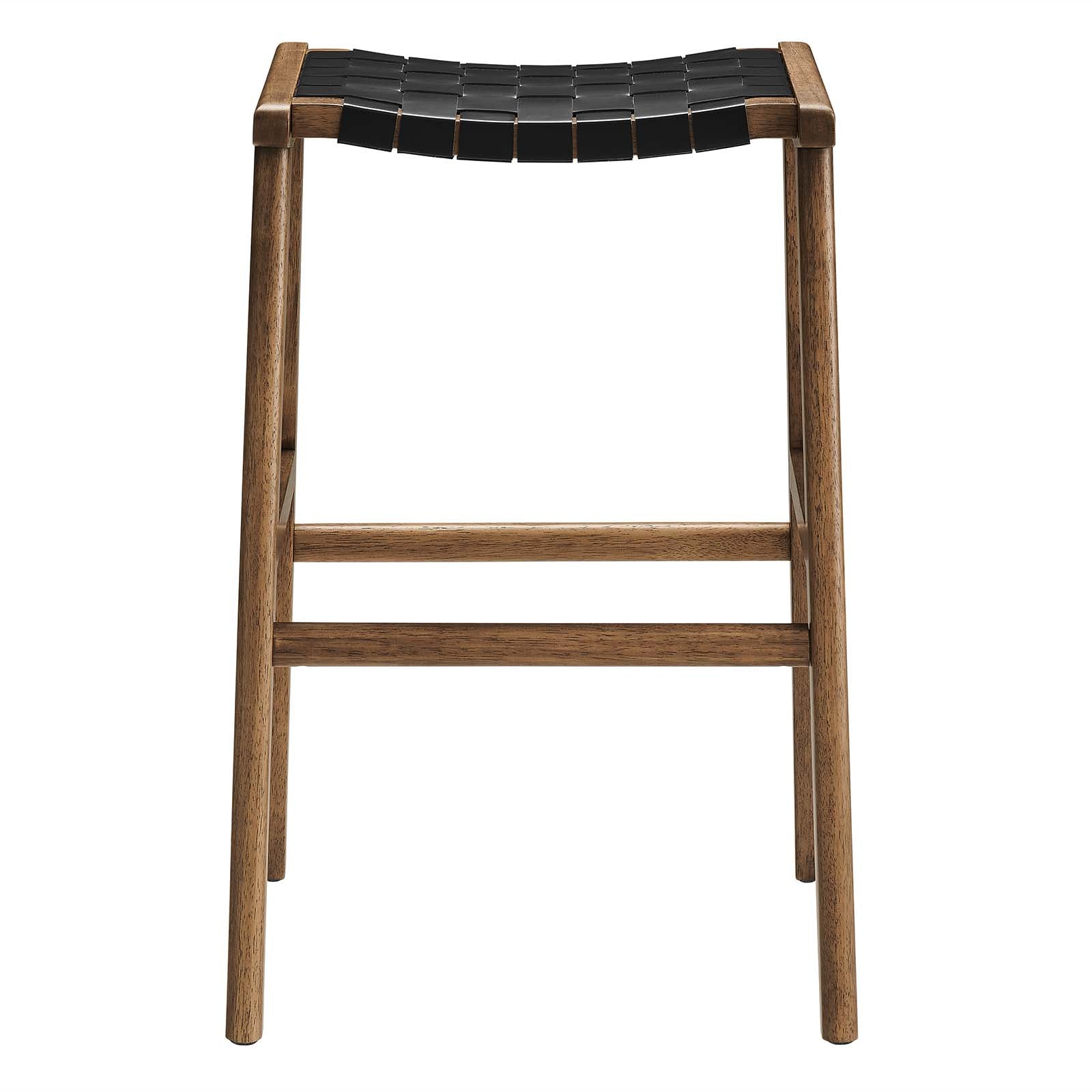 Saorise Woven Leather Wood Bar Stool - Set of 2