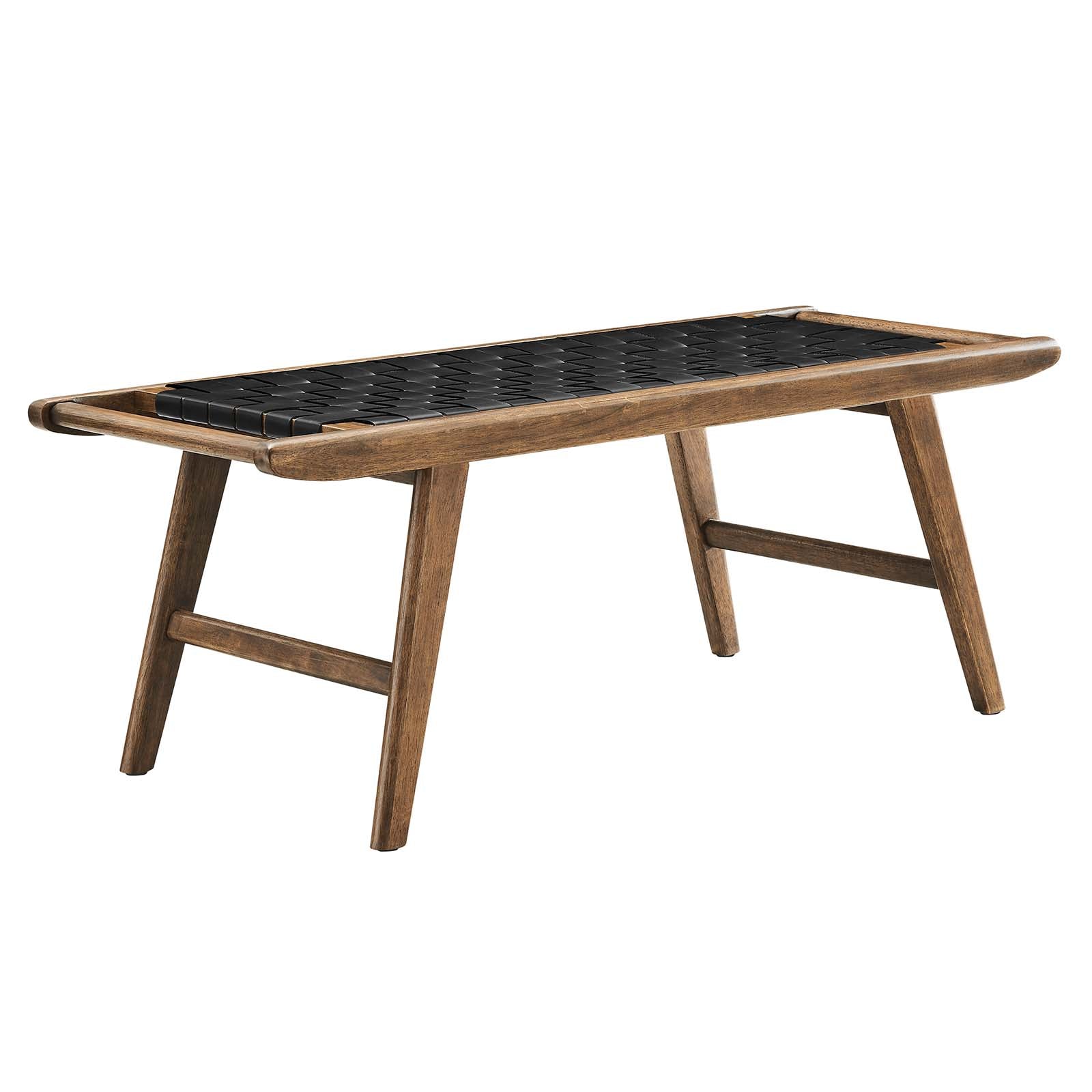 Saorise 47" Woven Leather Wood Bench