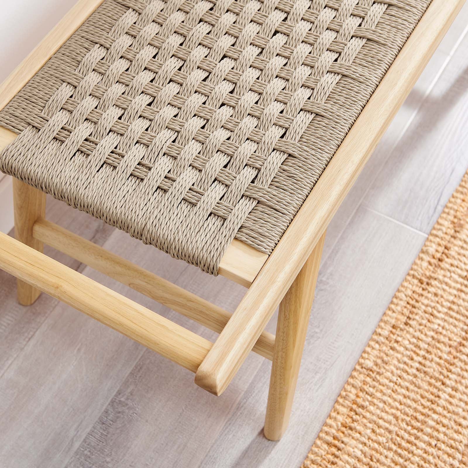 Saorise 47" Woven Rope Wood Bench - East Shore Modern Home Furnishings