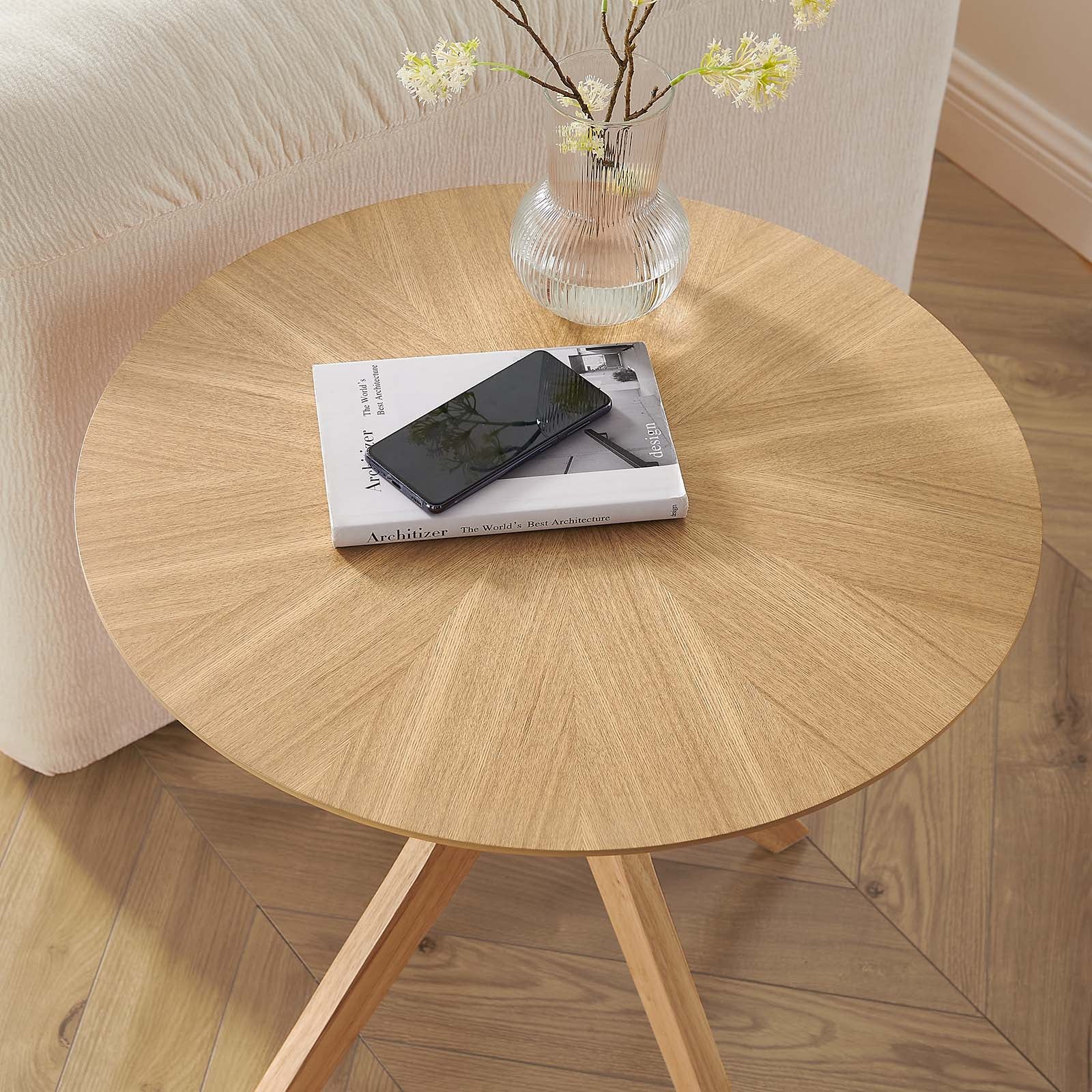 Crossroads 24” Round Wood Side Table - East Shore Modern Home Furnishings