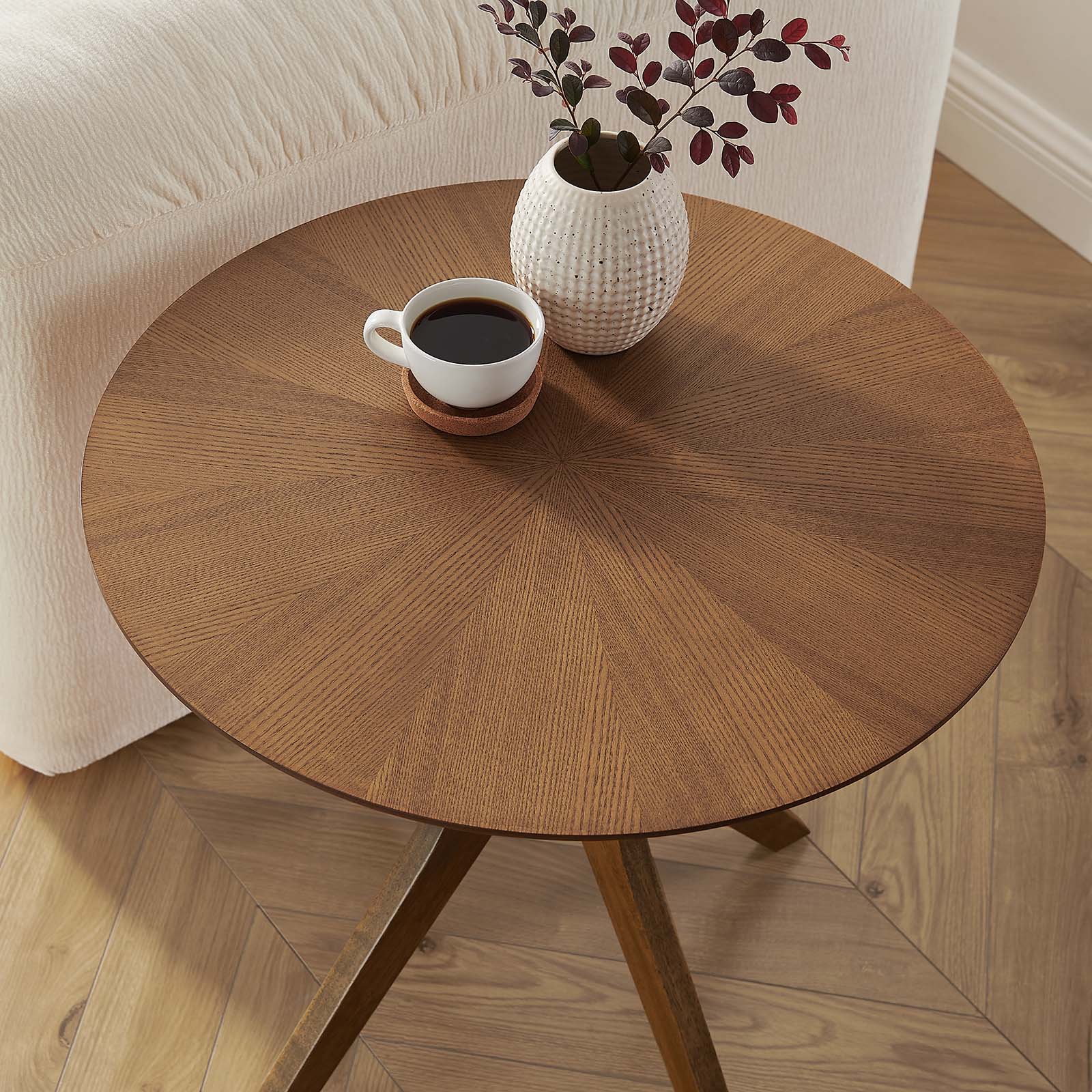 Crossroads 24” Round Wood Side Table - East Shore Modern Home Furnishings