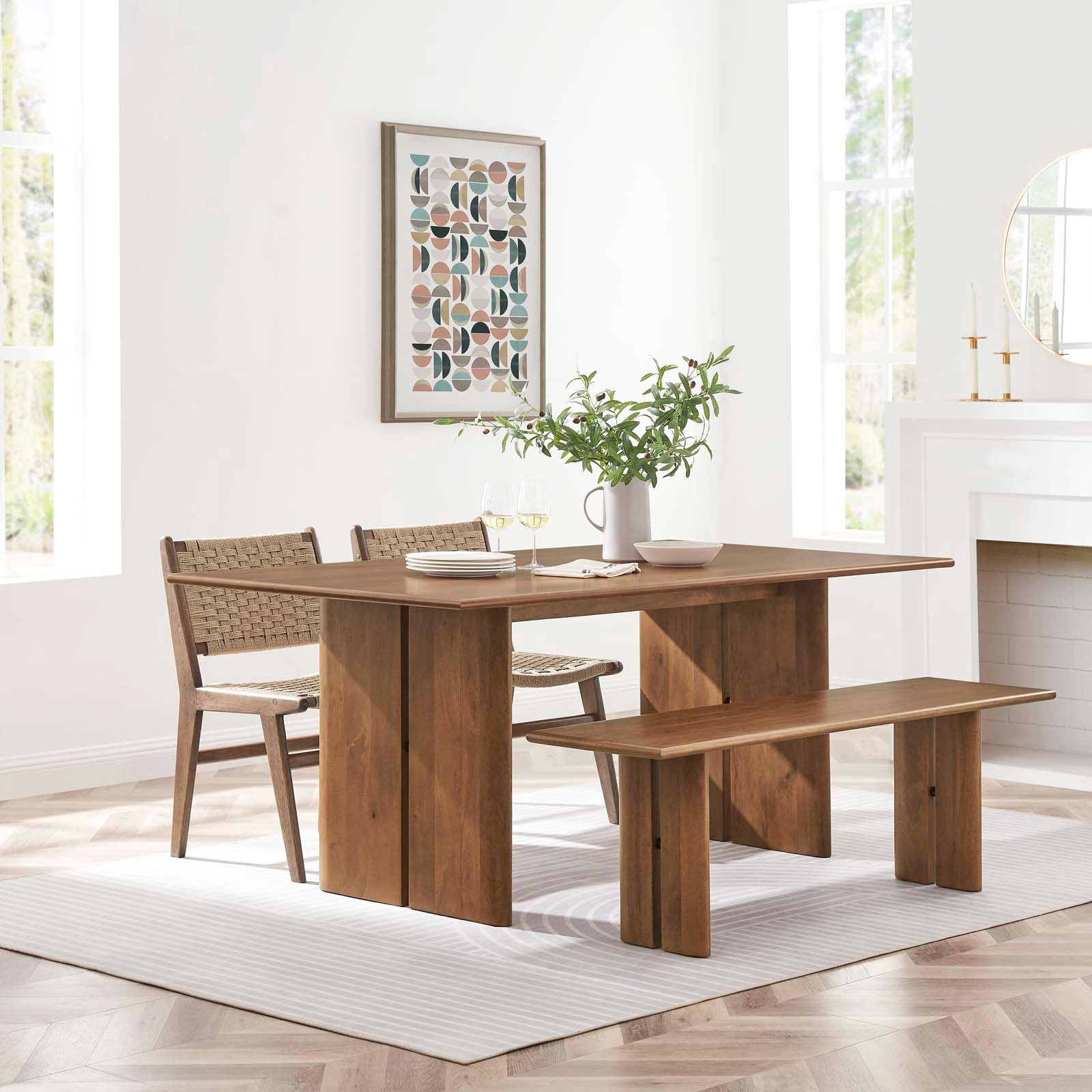 Amistad 72" Wood Dining Table and Bench Set - East Shore Modern Home Furnishings