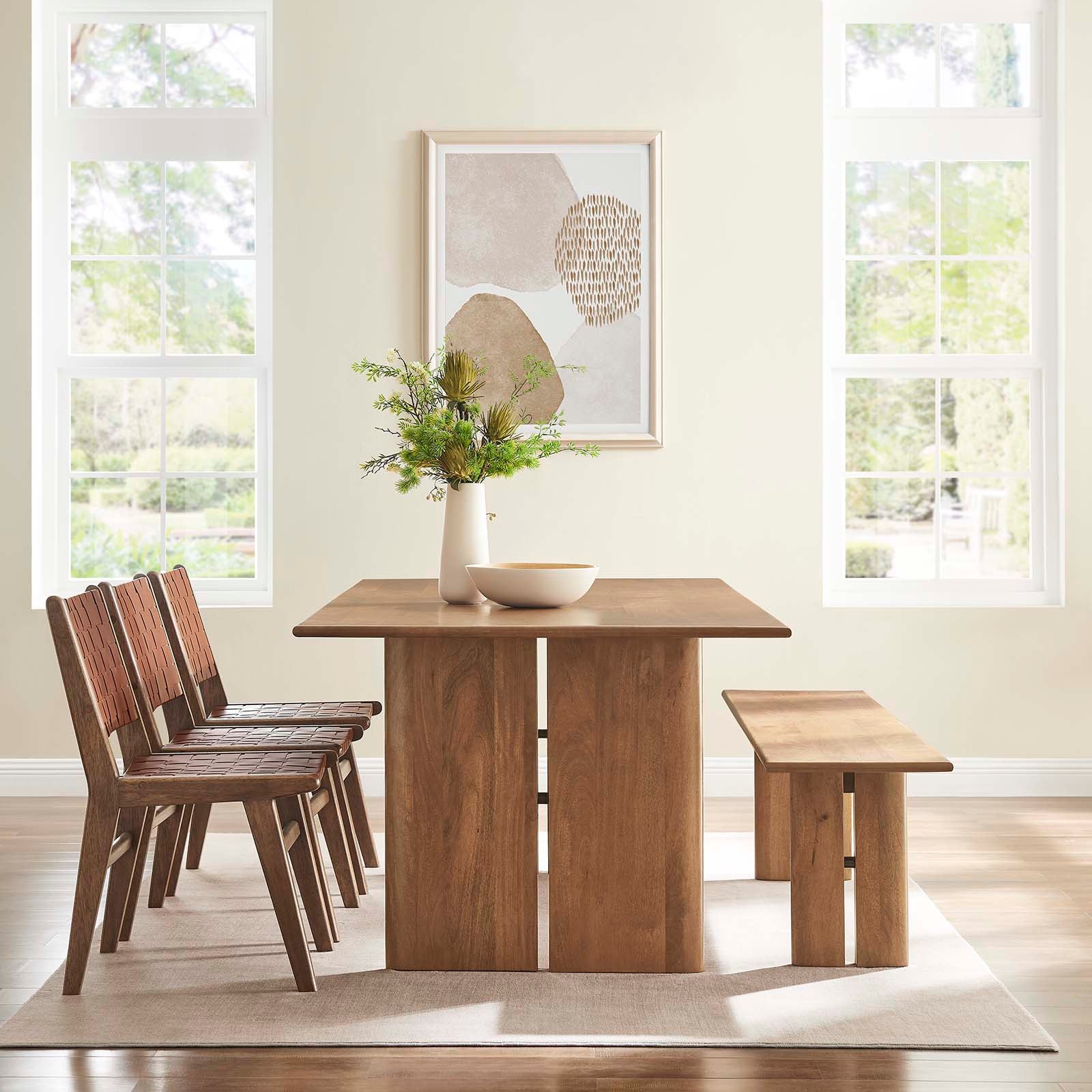 Amistad 86" Wood Dining Table and Bench Set - East Shore Modern Home Furnishings