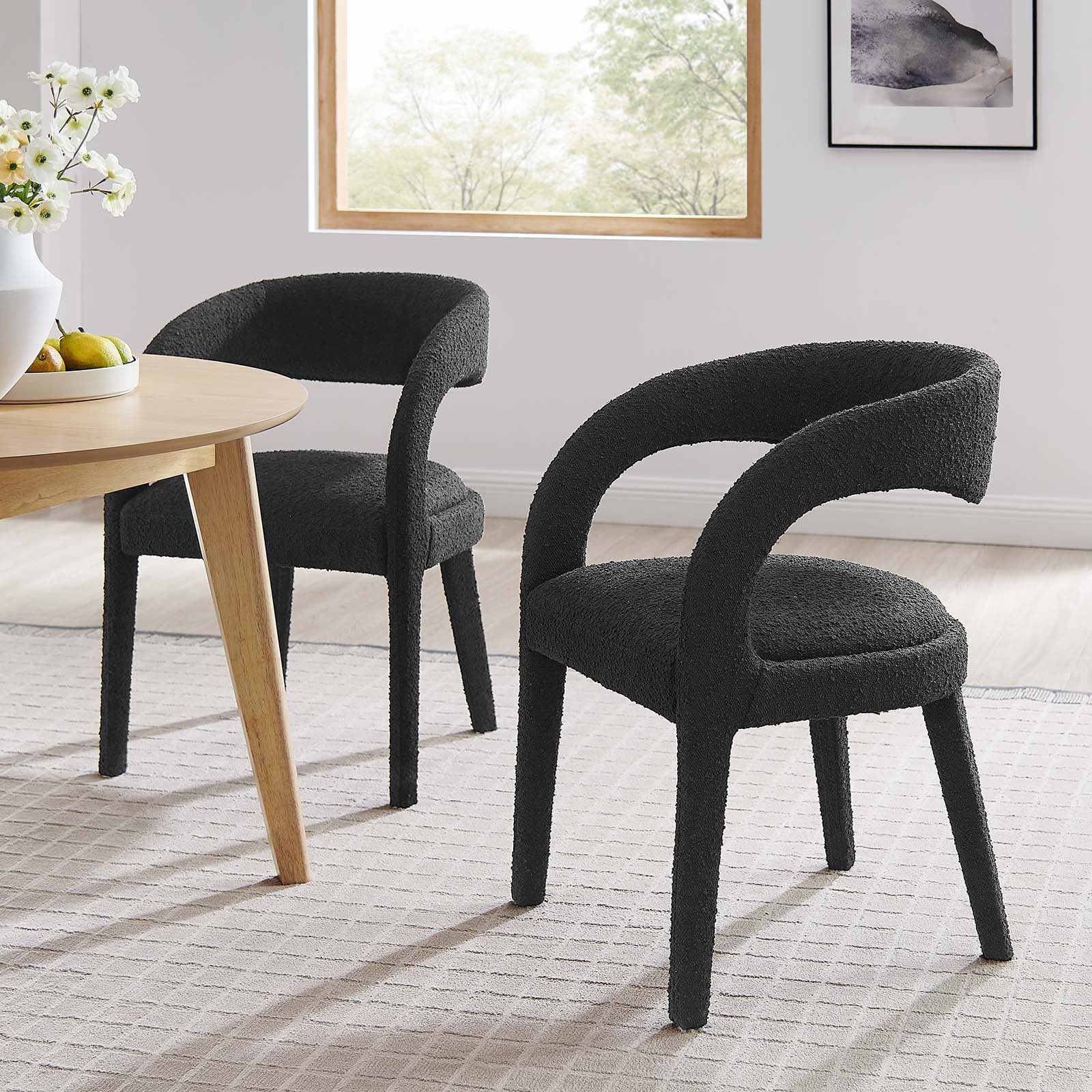 Pinnacle Boucle Upholstered Dining Chair Set of Two - East Shore Modern Home Furnishings