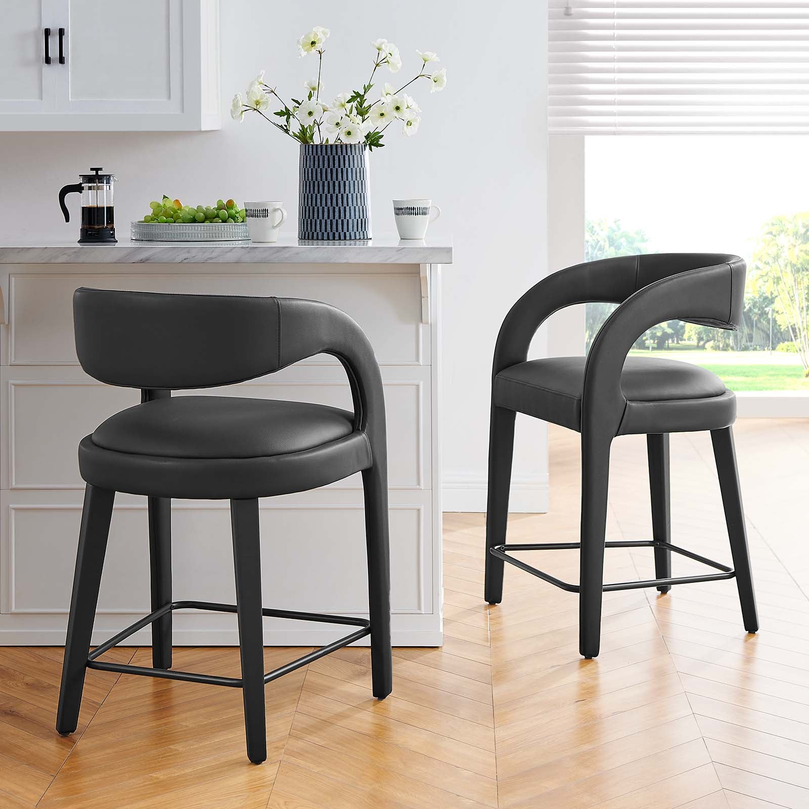 Pinnacle Vegan Leather Counter Stool Set of Two - East Shore Modern Home Furnishings