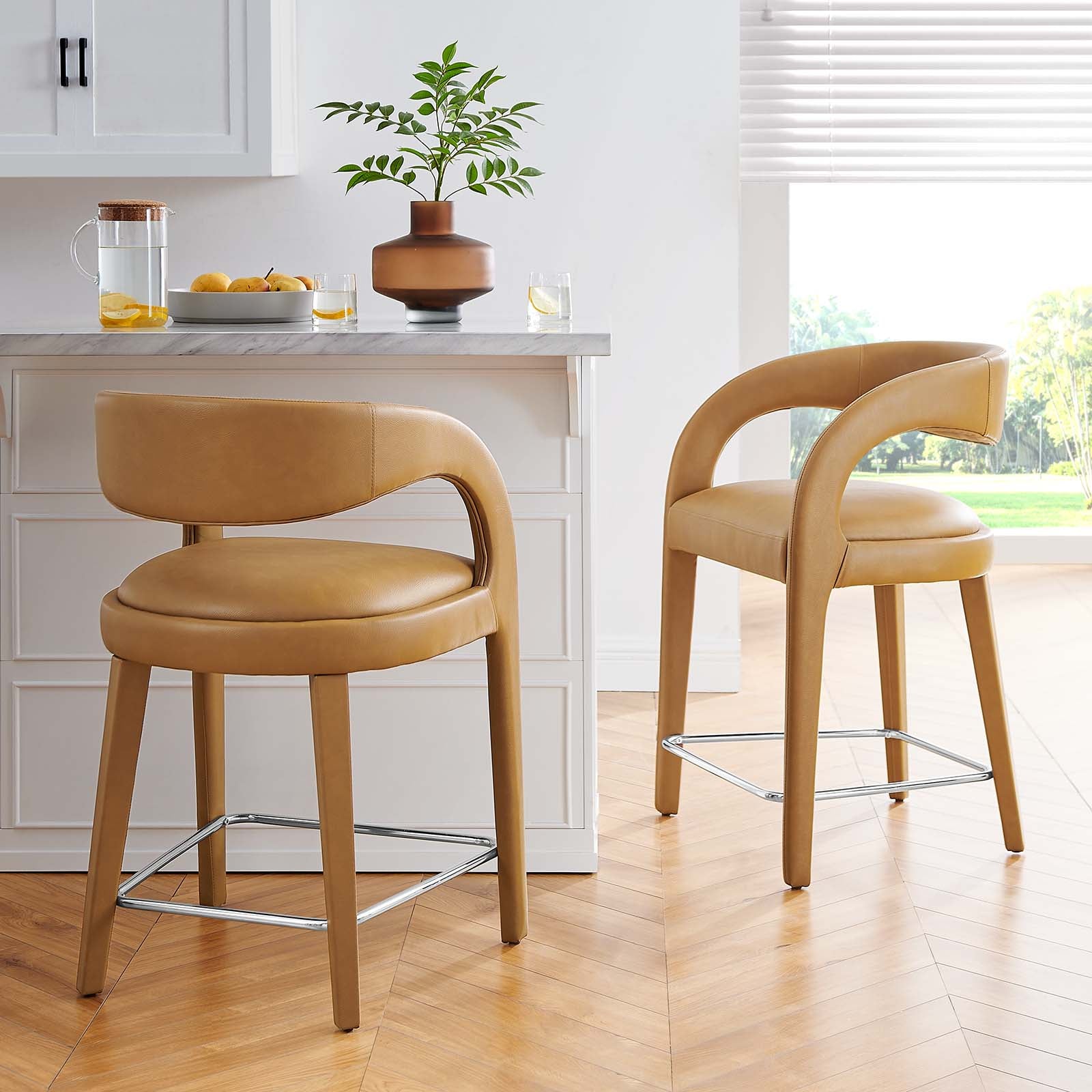 Pinnacle Vegan Leather Counter Stool Set of Two - East Shore Modern Home Furnishings