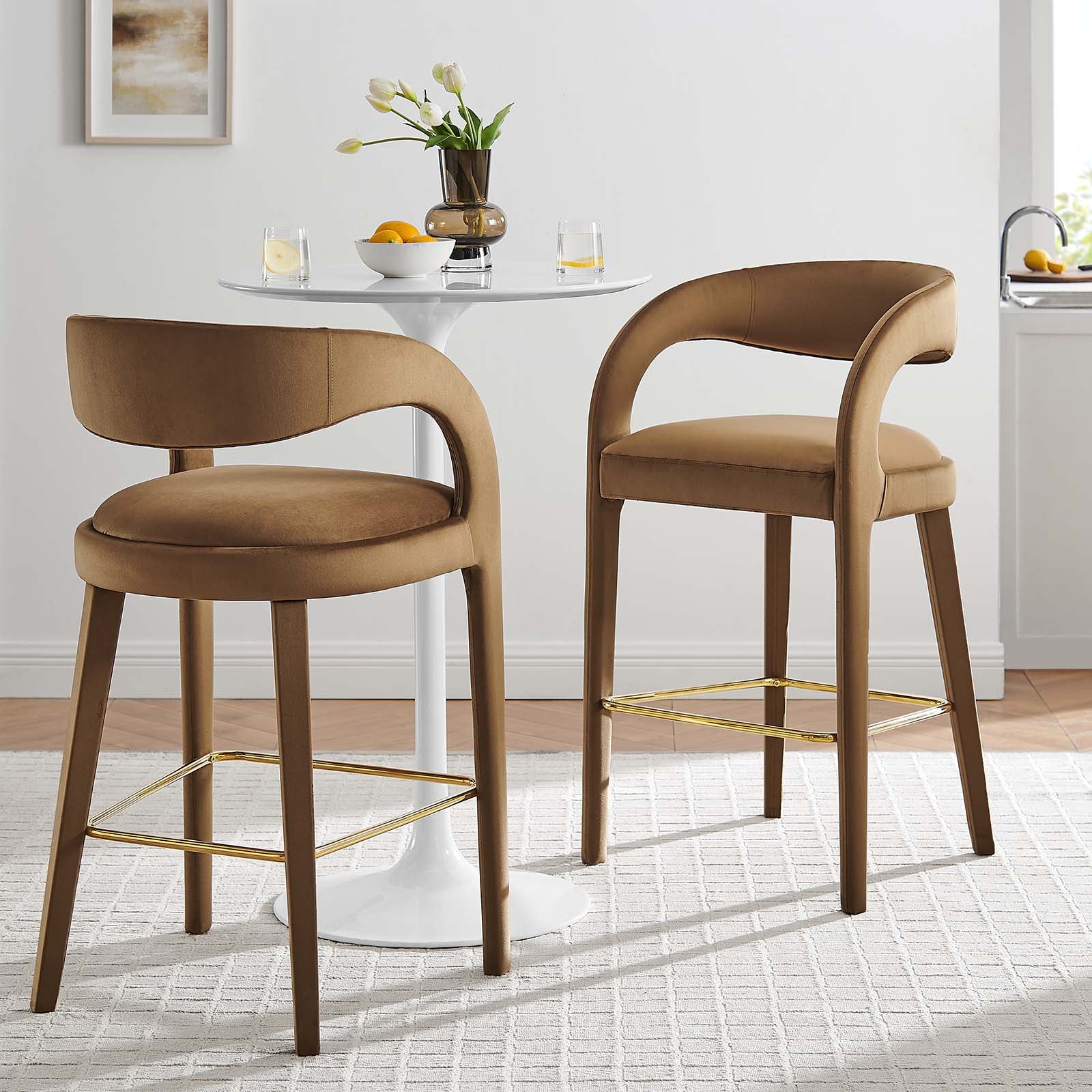 Pinnacle Performance Velvet Bar Stool Set of Two - East Shore Modern Home Furnishings