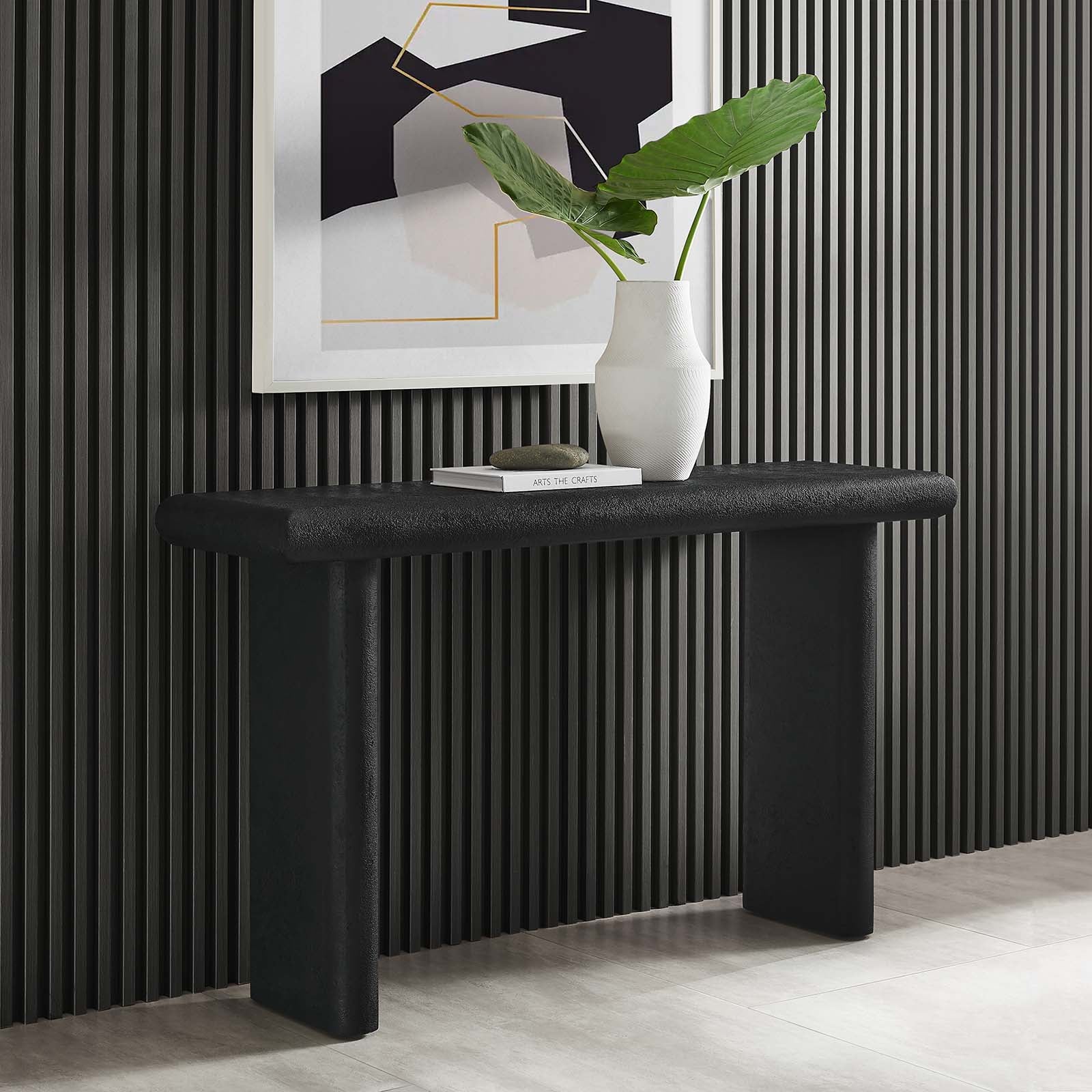 Relic Concrete Textured Console Table - East Shore Modern Home Furnishings