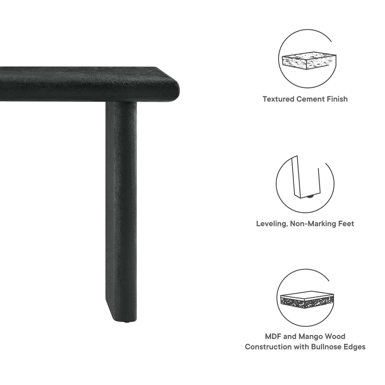 Relic Concrete Textured Console Table - East Shore Modern Home Furnishings
