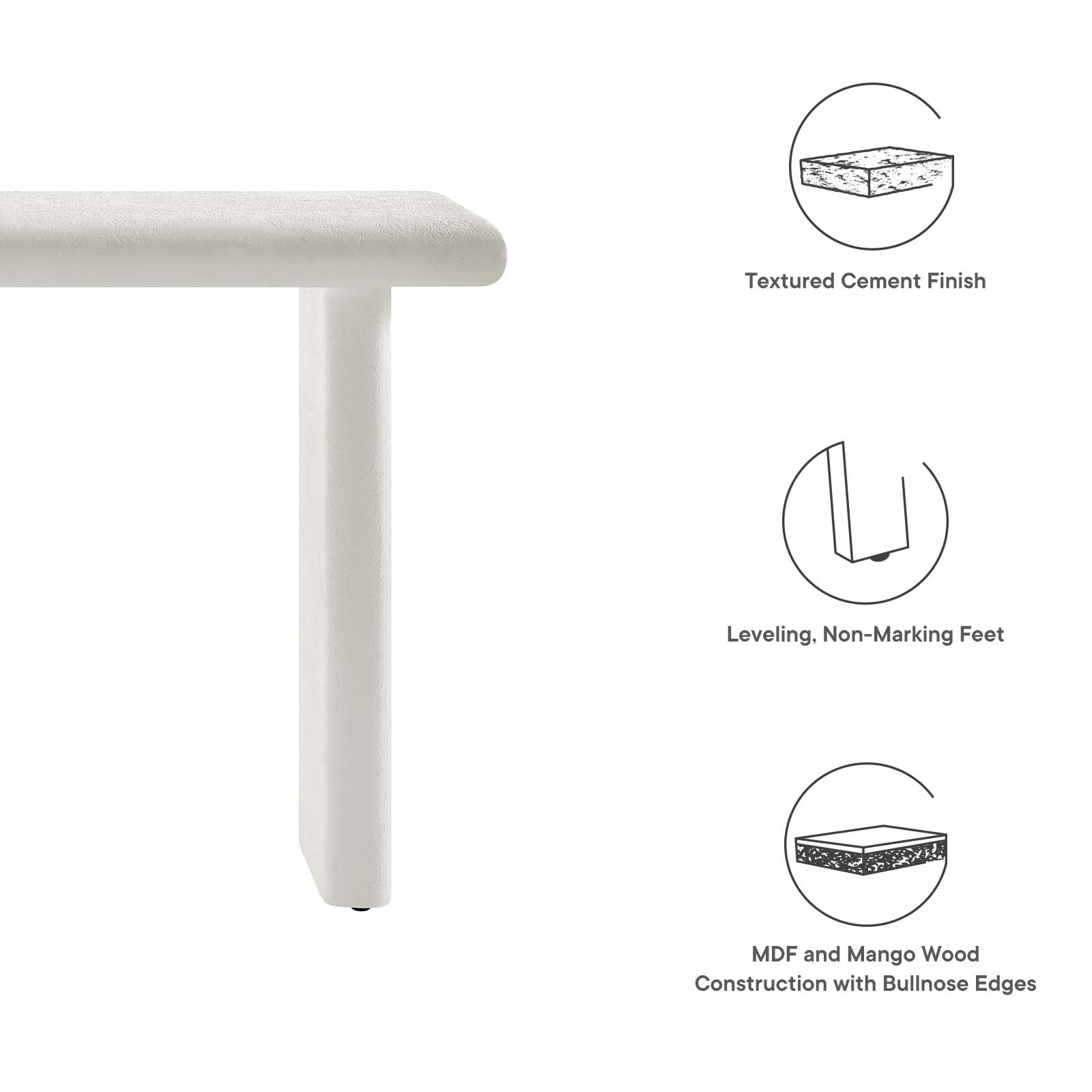Relic Concrete Textured Console Table - East Shore Modern Home Furnishings