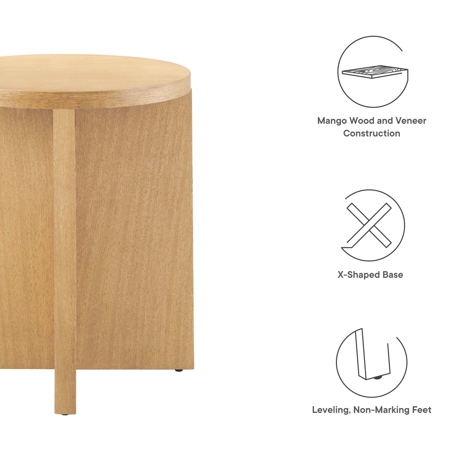 Silas Round Wood Side Table - East Shore Modern Home Furnishings