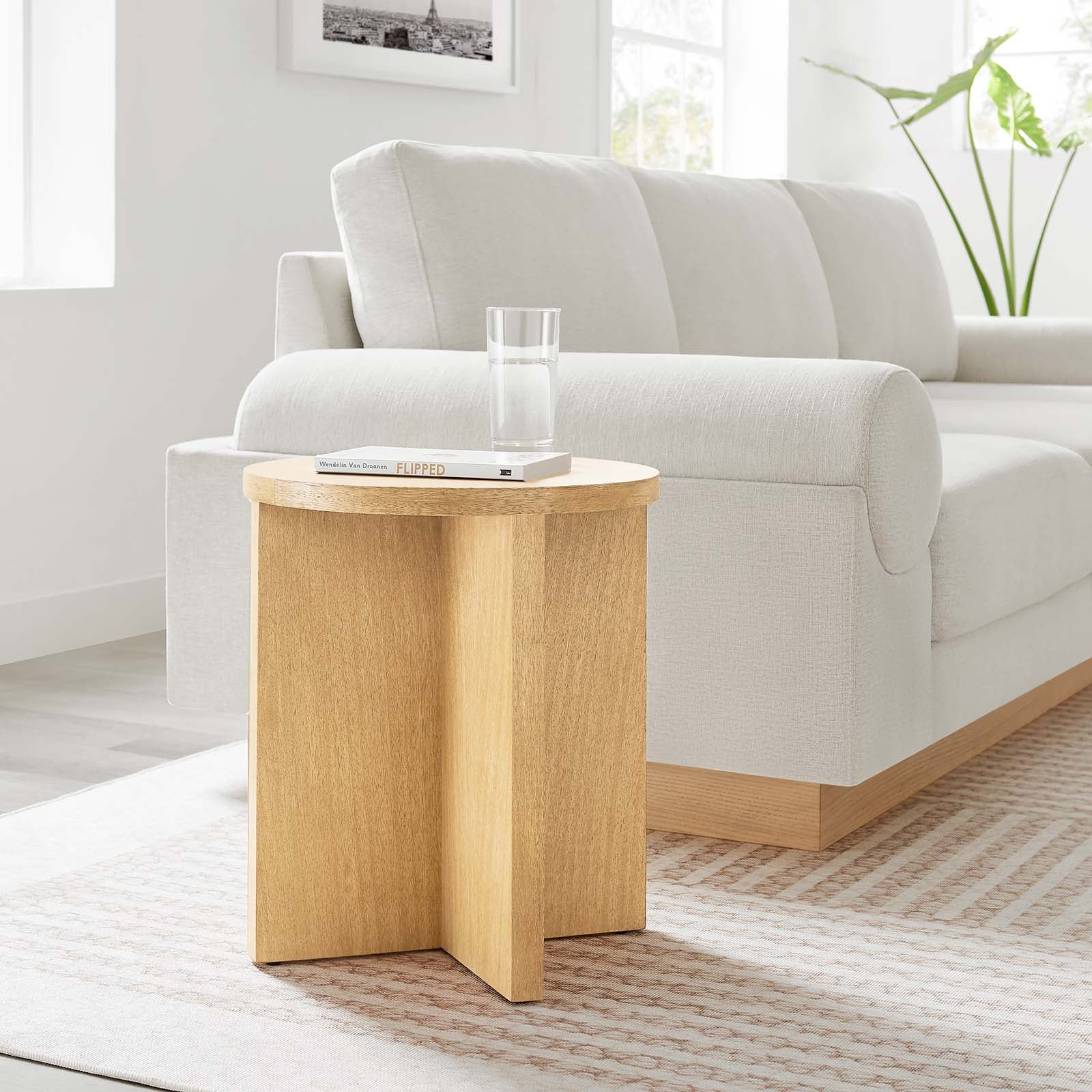 Silas Round Wood Side Table - East Shore Modern Home Furnishings