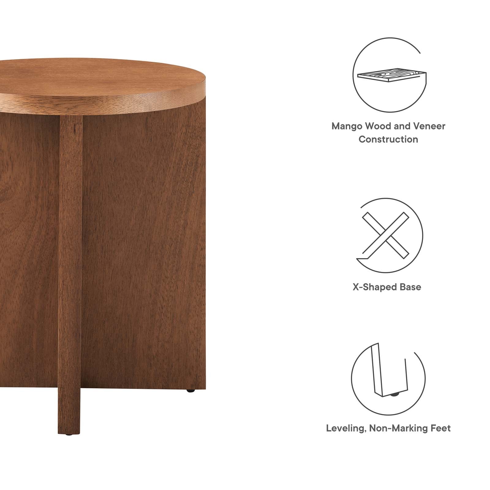 Silas Round Wood Side Table - East Shore Modern Home Furnishings