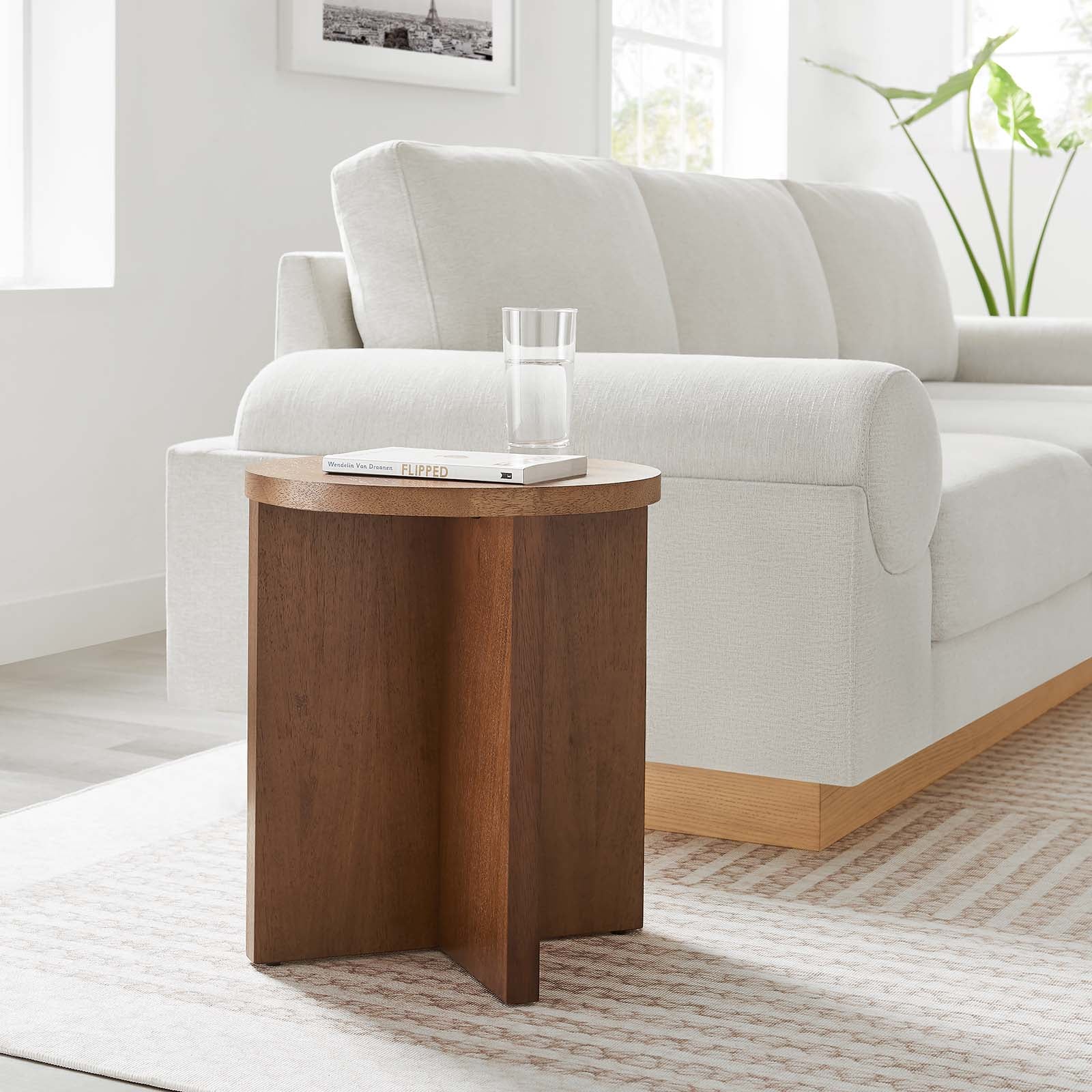 Silas Round Wood Side Table - East Shore Modern Home Furnishings