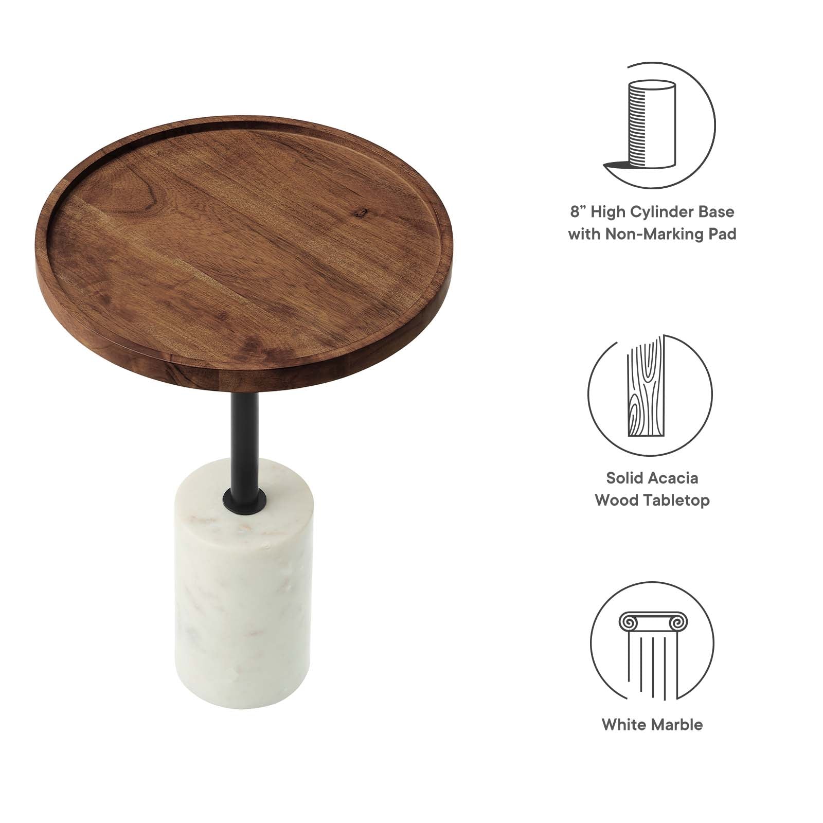 Amina Round Acacia Wood Side Table - East Shore Modern Home Furnishings