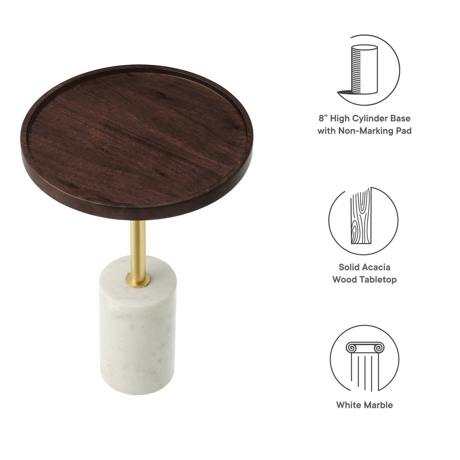 Amina Round Acacia Wood Side Table - East Shore Modern Home Furnishings