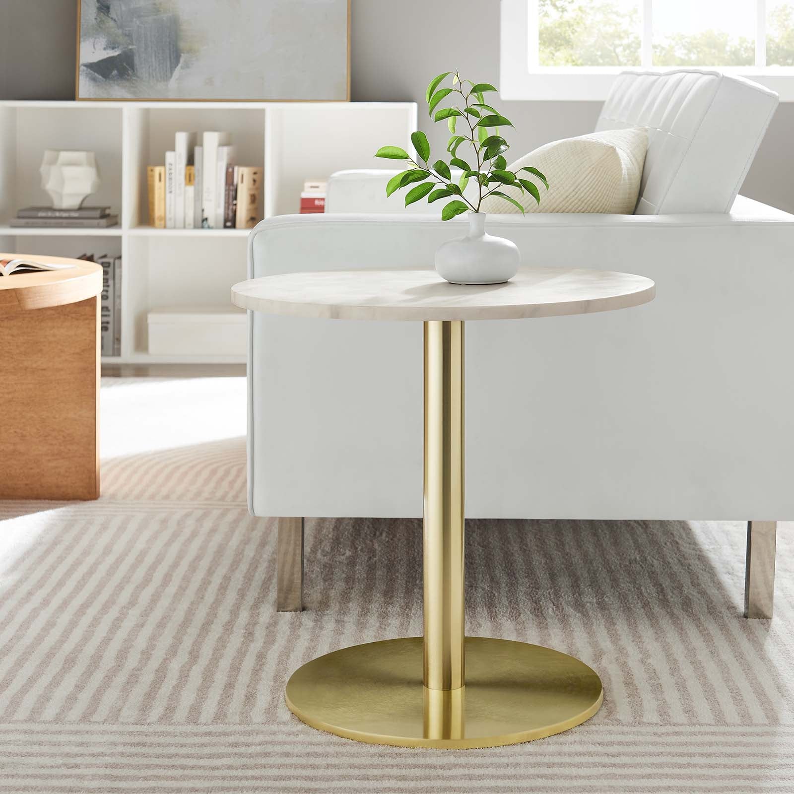 Viva Round White Marble Side Table - East Shore Modern Home Furnishings