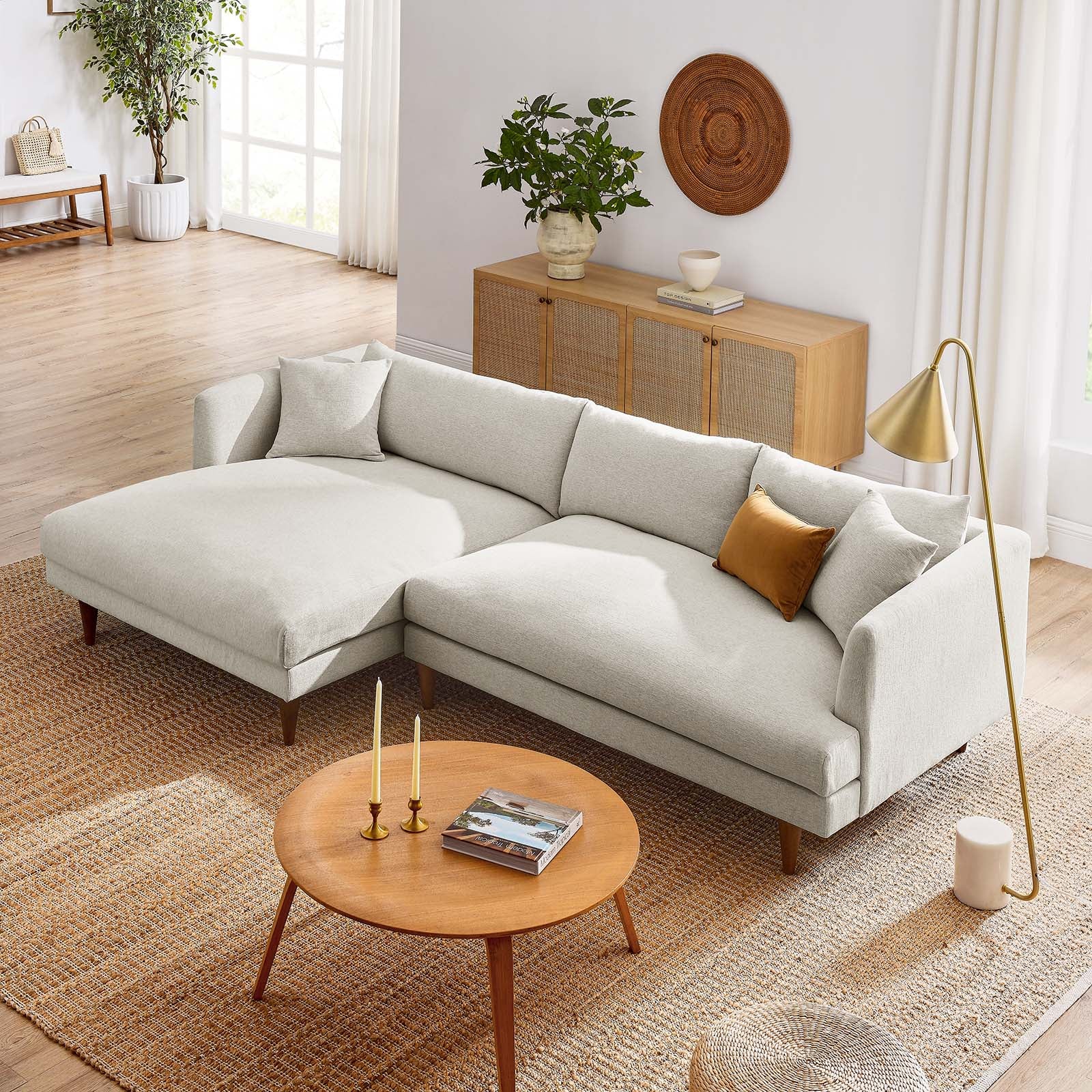 Zoya Left-Facing Down Filled Overstuffed Sectional Sofa - East Shore Modern Home Furnishings