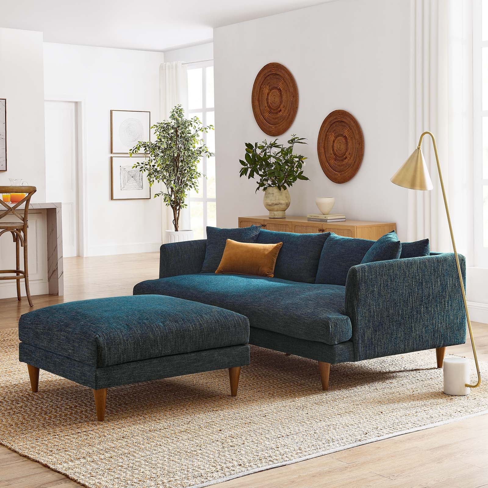Zoya Down Filled Overstuffed Sofa and Ottoman Set - East Shore Modern Home Furnishings