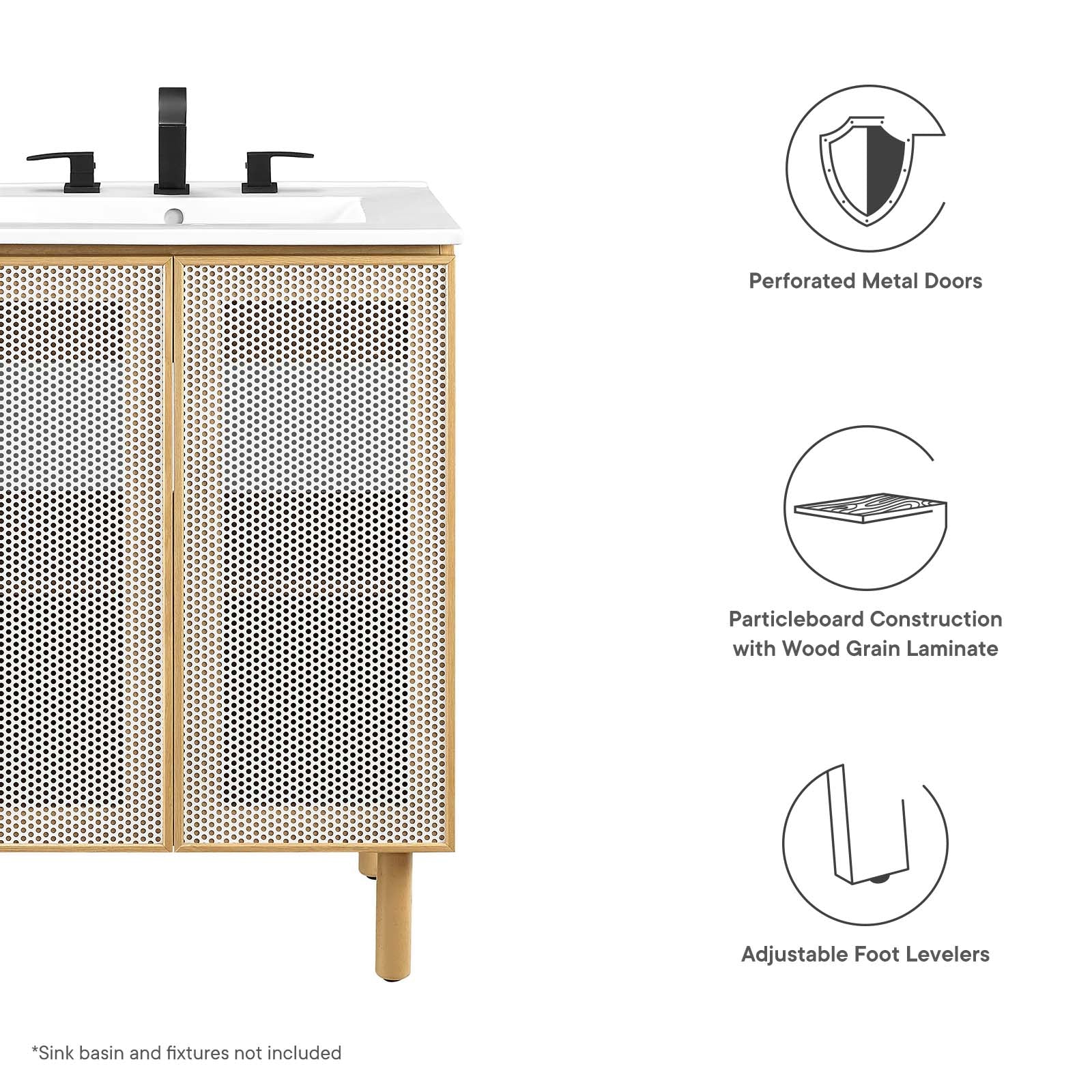 Calla 24" Perforated Metal Bathroom Vanity Cabinet (Sink Basin Not Included) - East Shore Modern Home Furnishings