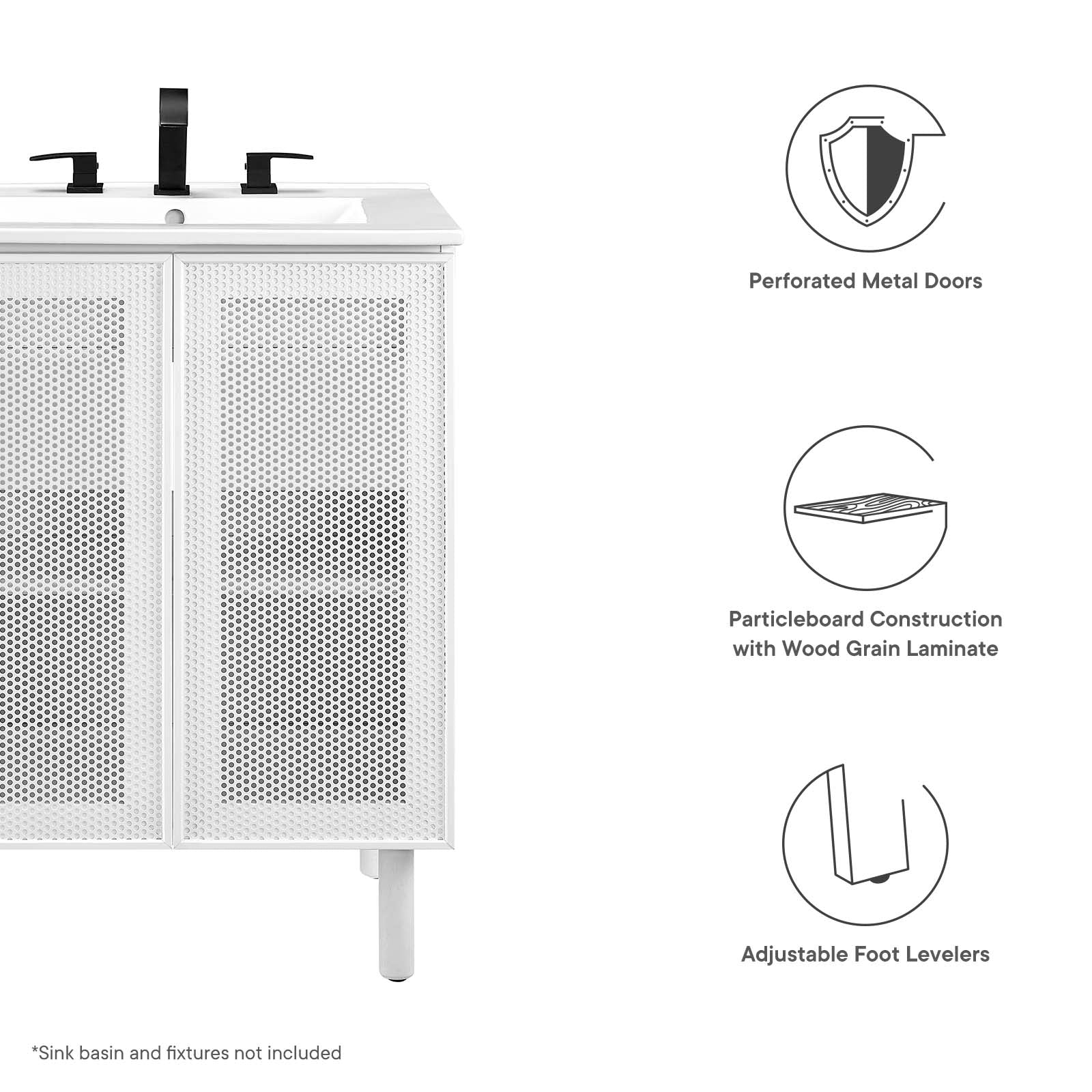 Calla 24" Perforated Metal Bathroom Vanity Cabinet (Sink Basin Not Included) - East Shore Modern Home Furnishings