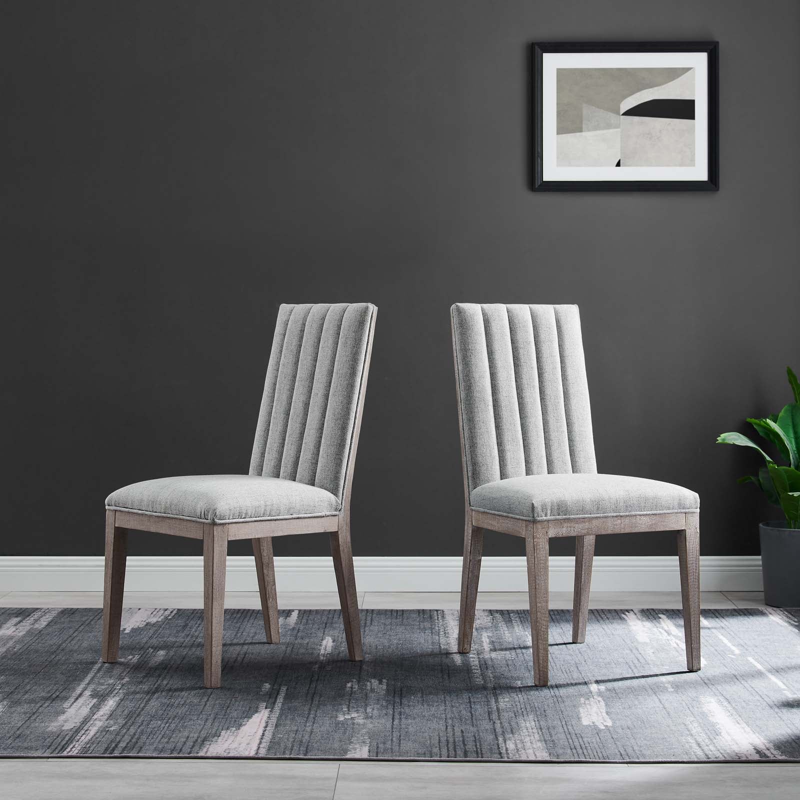 Maisonette French Vintage Tufted Fabric Dining Side Chairs Set of 2