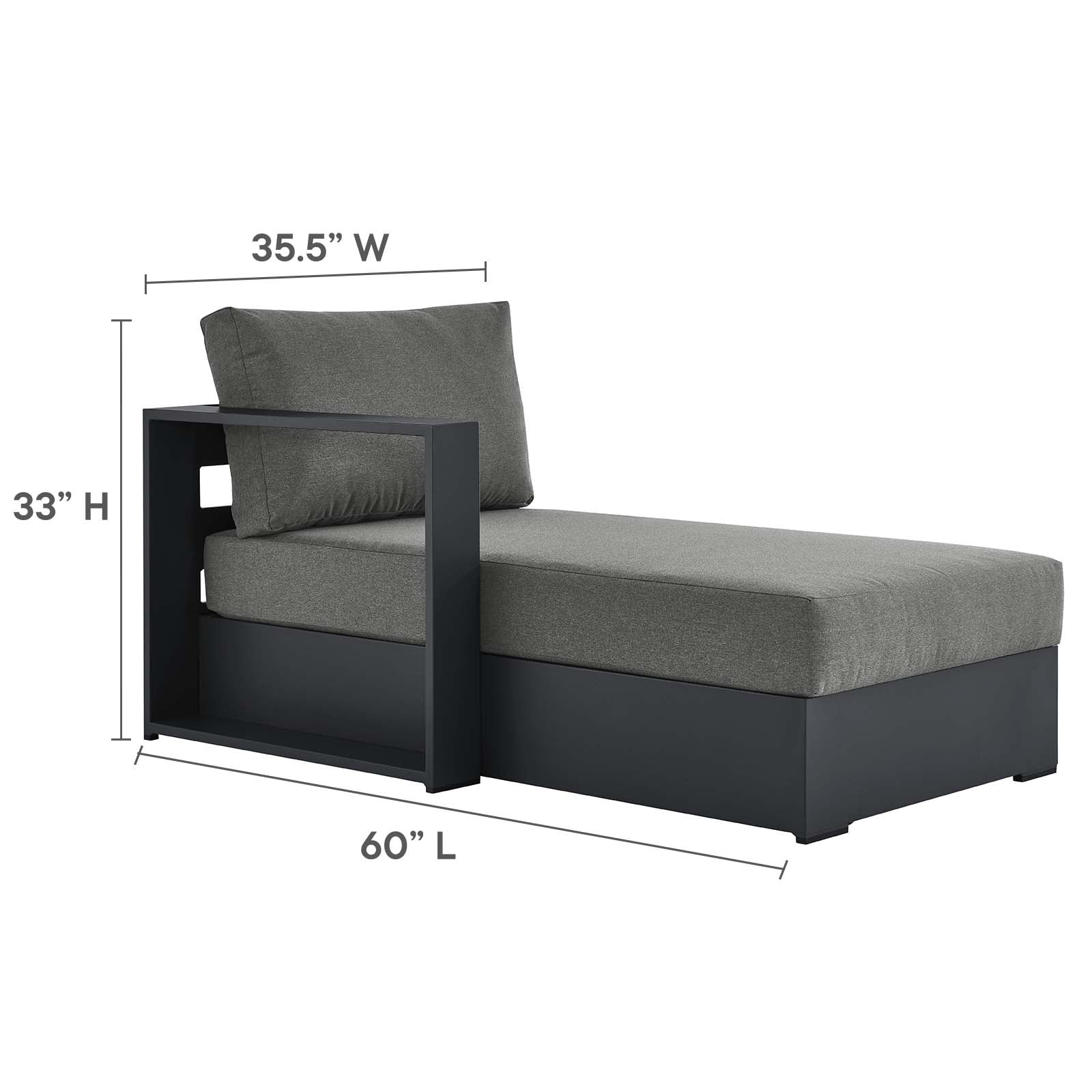 Tahoe Outdoor Patio Powder-Coated Aluminum Modular Left-Facing Chaise Lounge - East Shore Modern Home Furnishings