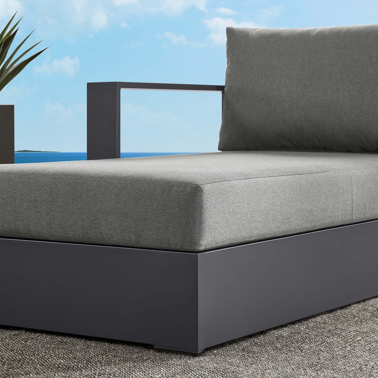 Tahoe Outdoor Patio Powder-Coated Aluminum Modular Left-Facing Chaise Lounge - East Shore Modern Home Furnishings