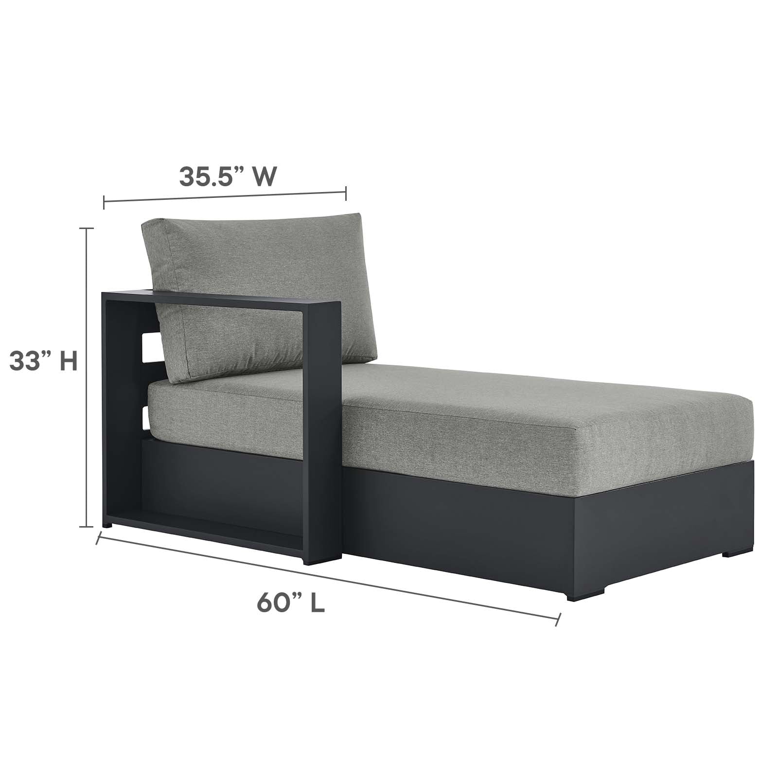 Tahoe Outdoor Patio Powder-Coated Aluminum Modular Left-Facing Chaise Lounge - East Shore Modern Home Furnishings