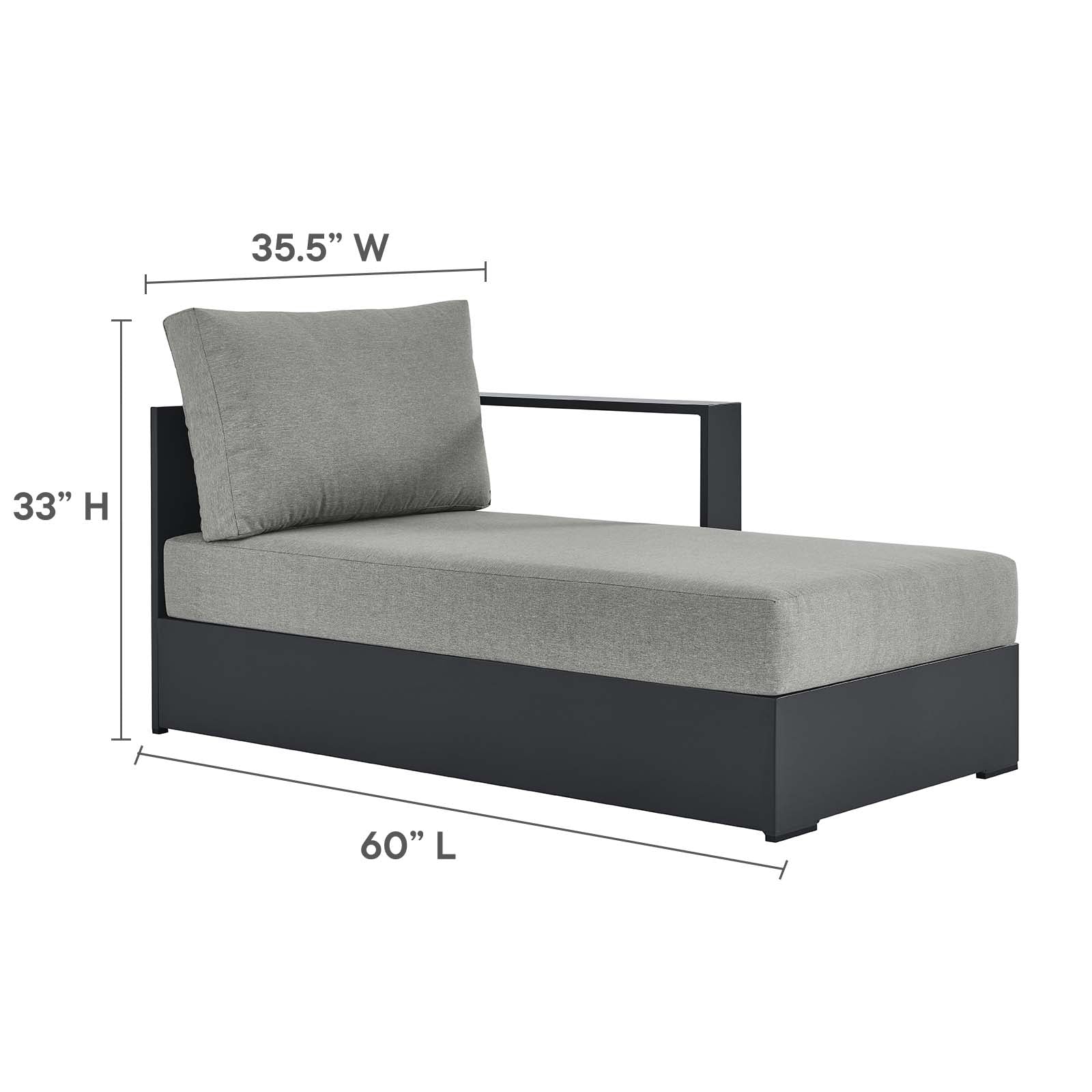 Tahoe Outdoor Patio Powder-Coated Aluminum Modular Right-Facing Chaise Lounge - East Shore Modern Home Furnishings