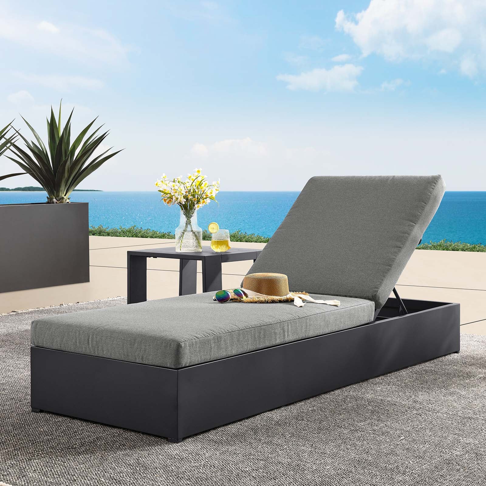 Tahoe Outdoor Patio Powder-Coated Aluminum Chaise Lounge Chair - East Shore Modern Home Furnishings