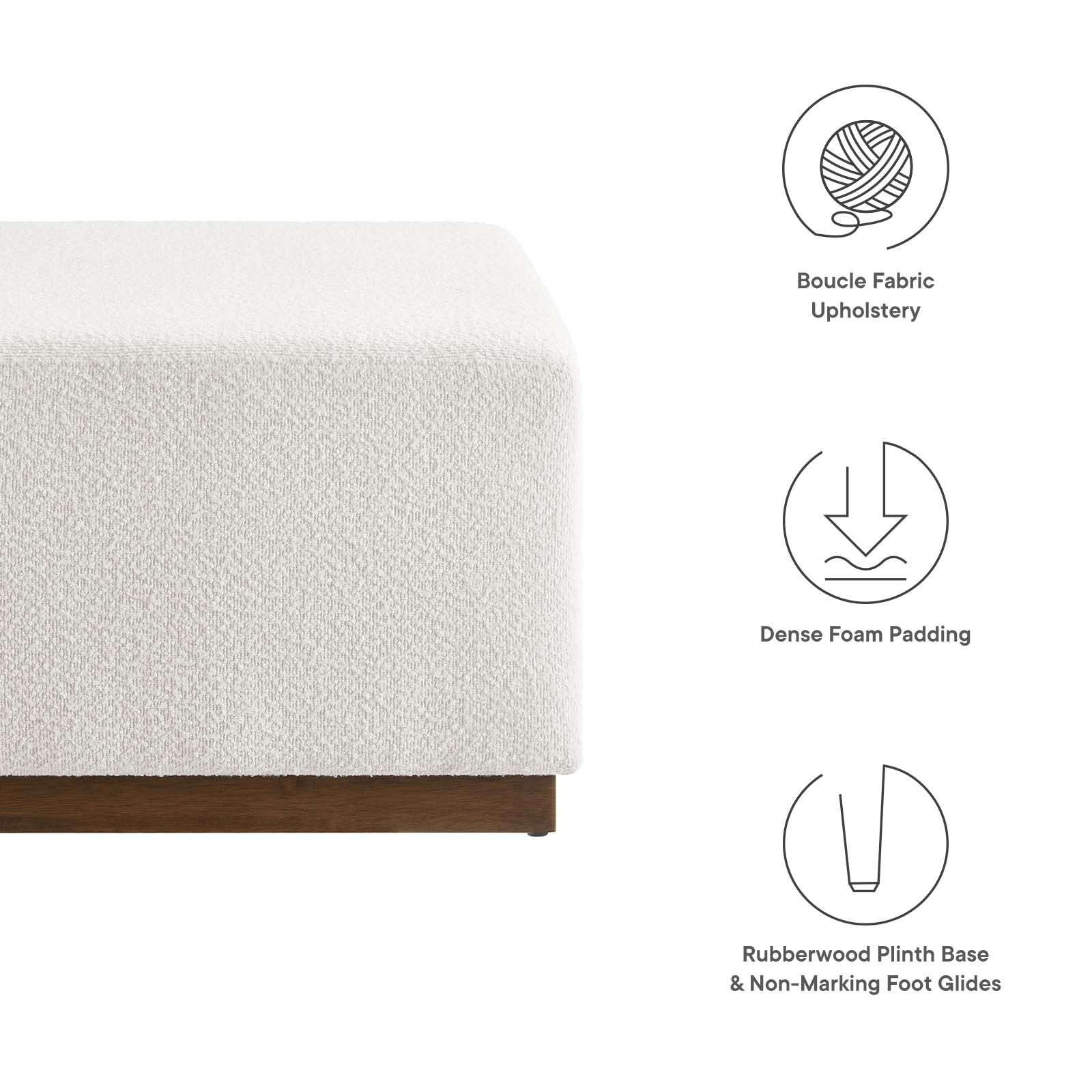 Tilden Large 28" Square Boucle Upholstered Ottoman - East Shore Modern Home Furnishings