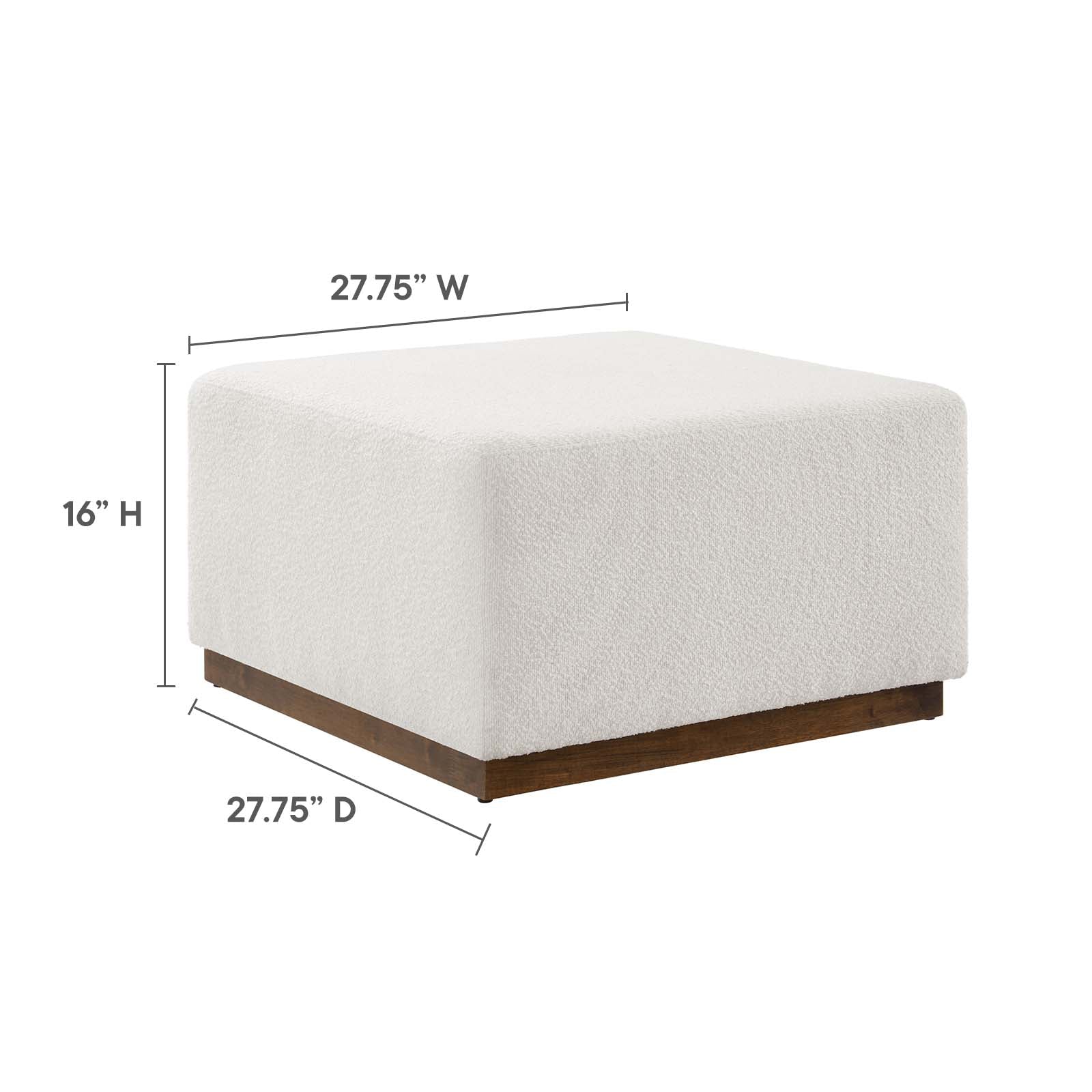 Tilden Large 28" Square Boucle Upholstered Ottoman - East Shore Modern Home Furnishings