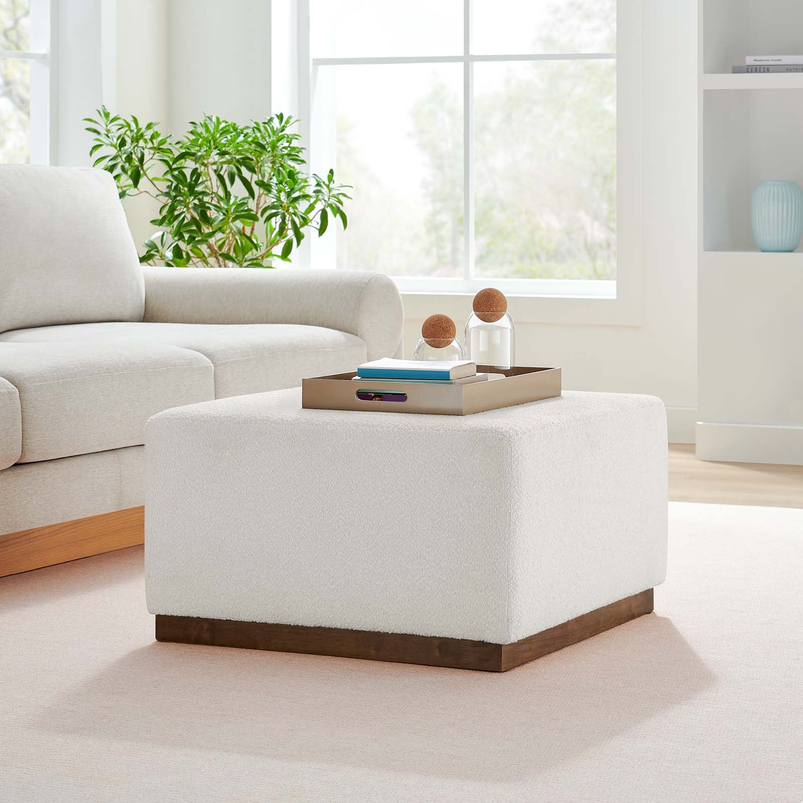 Tilden Large 28" Square Boucle Upholstered Ottoman - East Shore Modern Home Furnishings