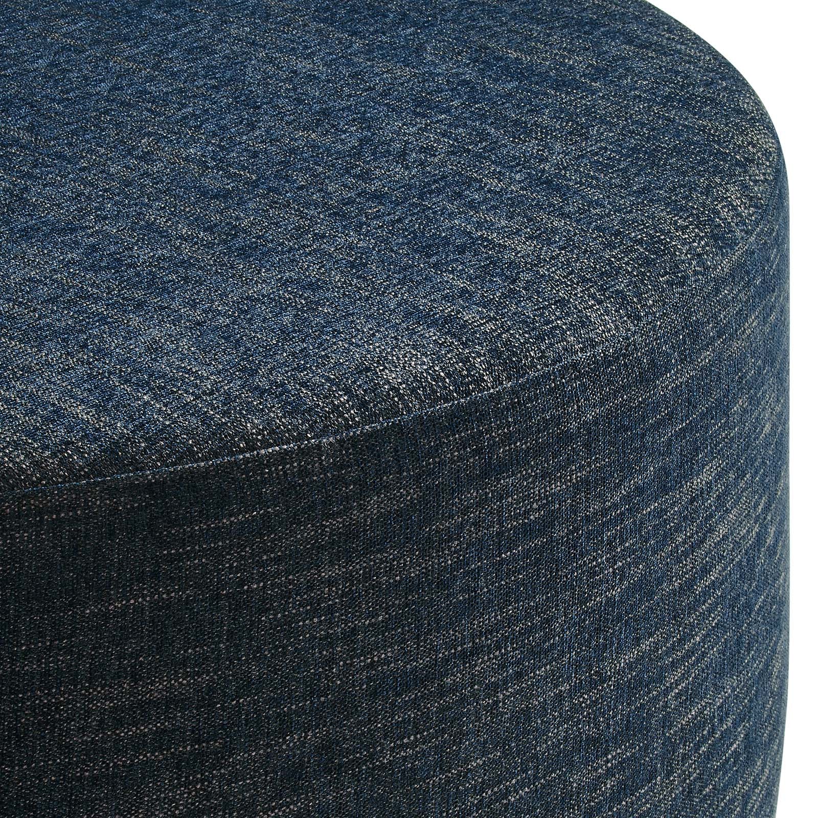Callum Large 38" Round Woven Heathered Fabric Upholstered Ottoman