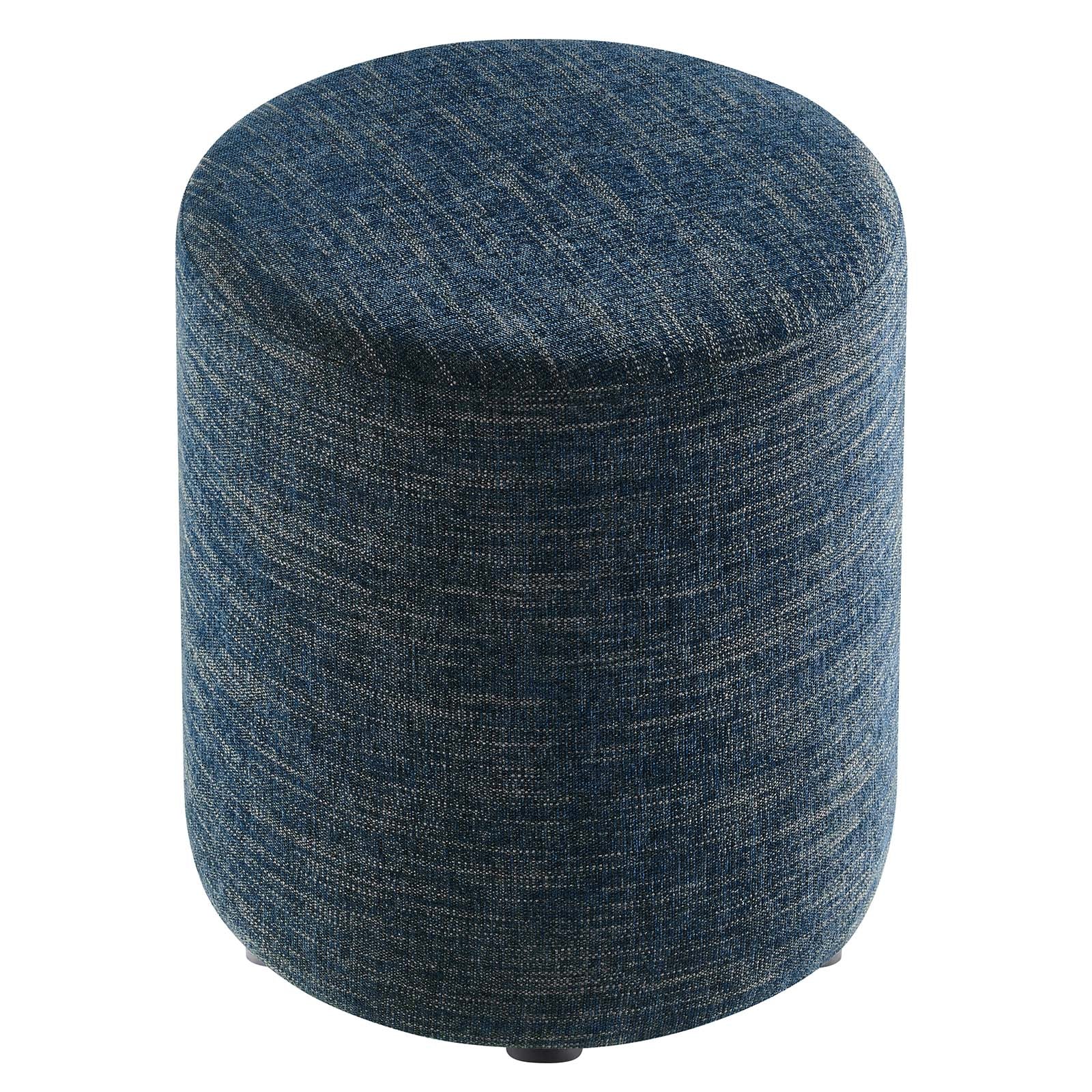 Callum 16" Round Woven Heathered Fabric Upholstered Ottoman