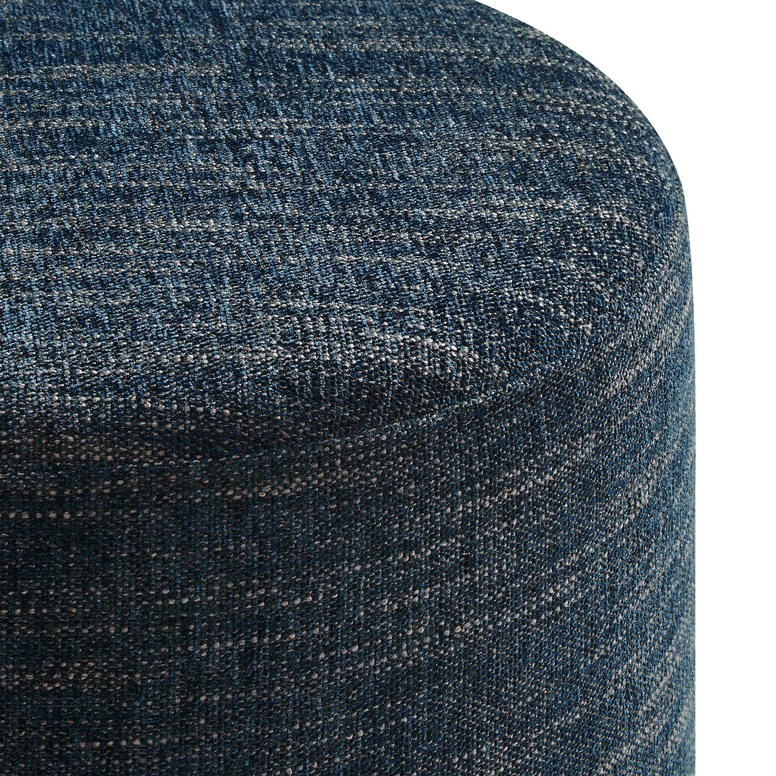 Callum 16" Round Woven Heathered Fabric Upholstered Ottoman