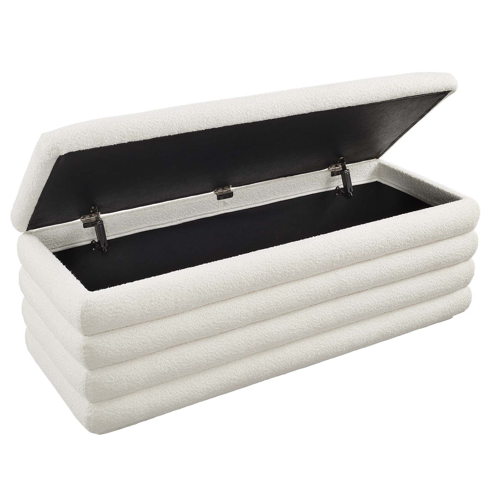 Mezzo Boucle Upholstered Storage Bench - East Shore Modern Home Furnishings