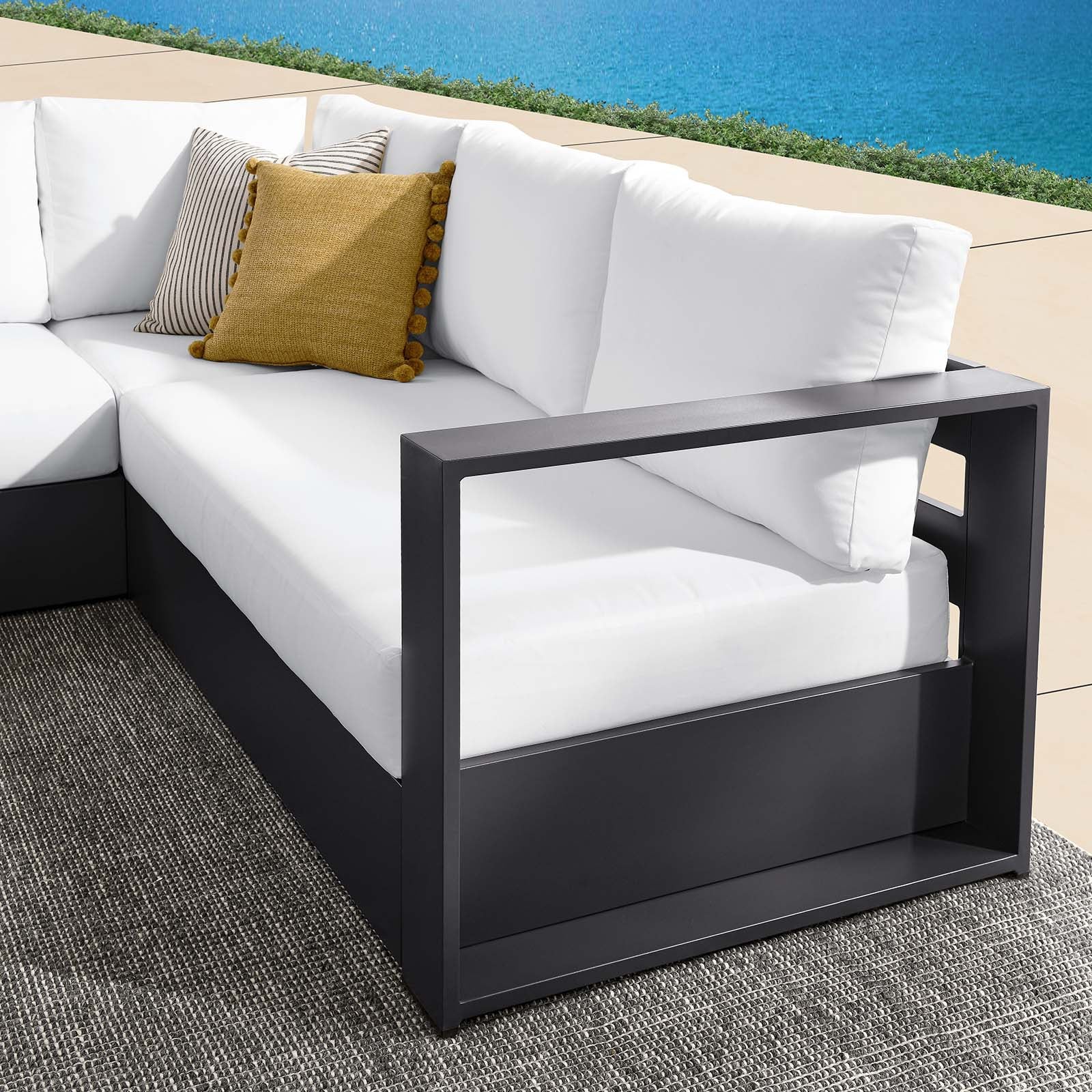 Tahoe Outdoor Patio Powder-Coated Aluminum 3-Piece Sectional Sofa Set - East Shore Modern Home Furnishings