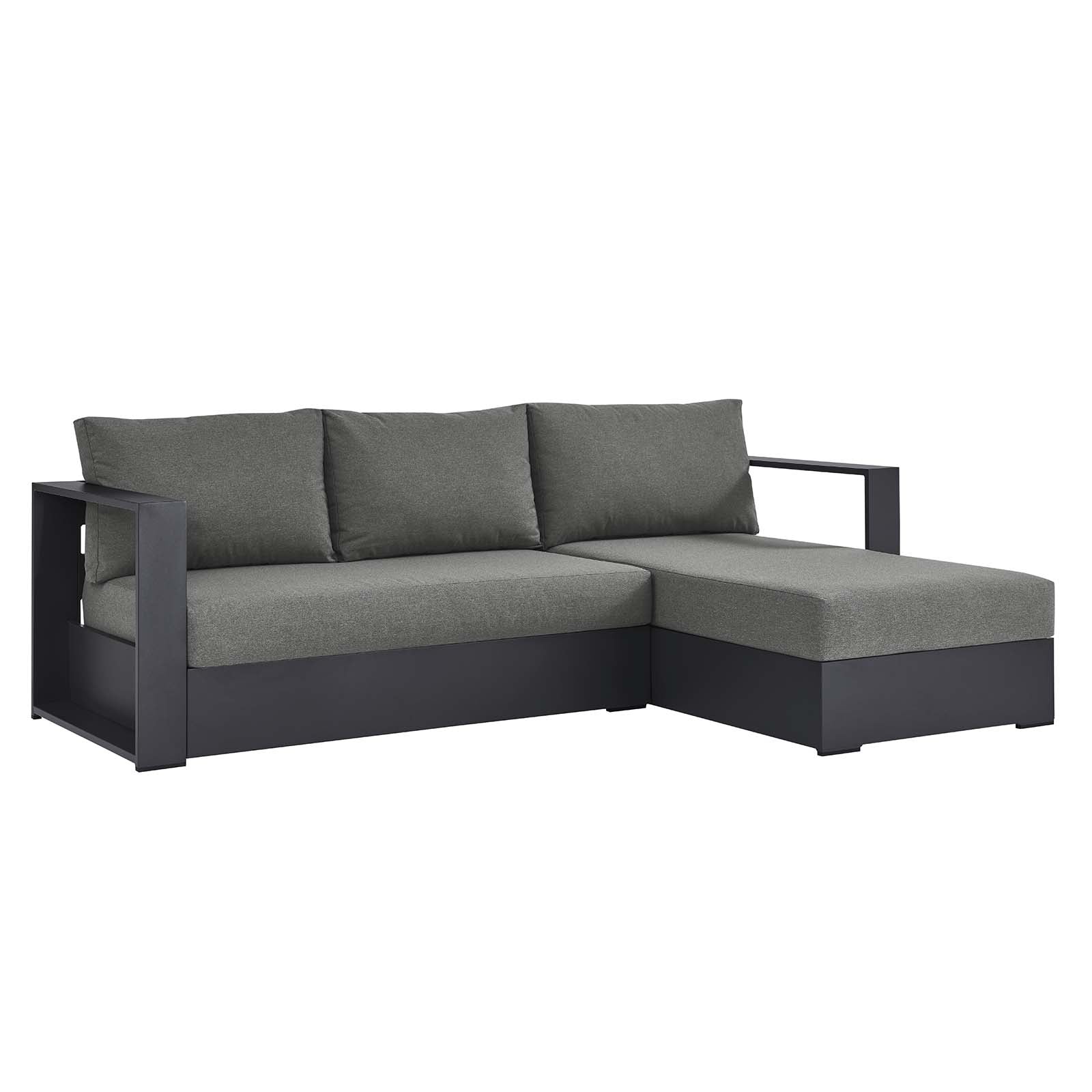Tahoe Outdoor Patio Powder-Coated Aluminum 2-Piece Right-Facing Chaise Sectional Sofa Set - East Shore Modern Home Furnishings