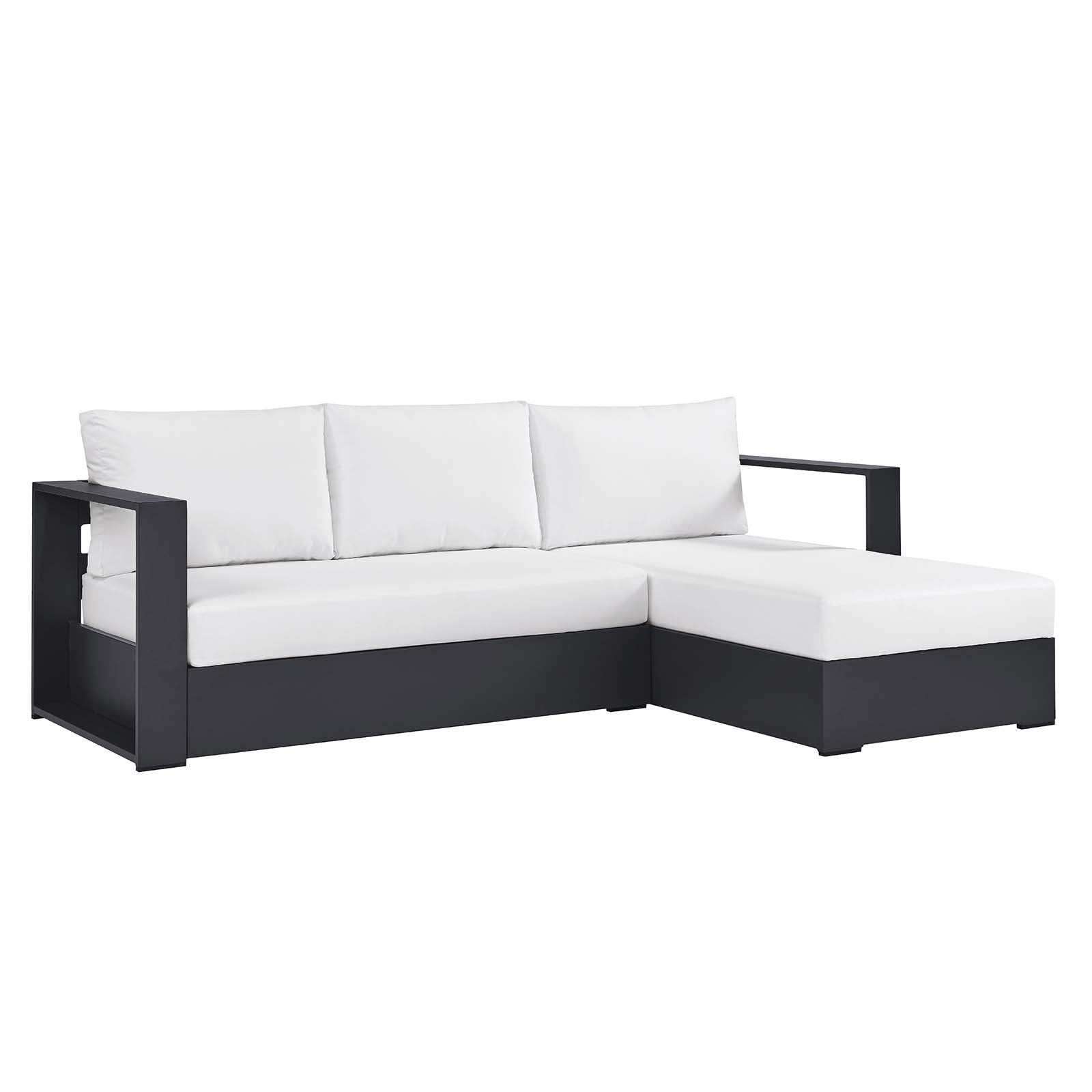 Tahoe Outdoor Patio Powder-Coated Aluminum 2-Piece Right-Facing Chaise Sectional Sofa Set - East Shore Modern Home Furnishings
