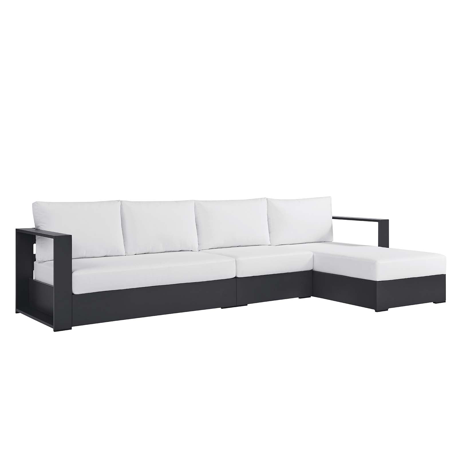 Tahoe Outdoor Patio Powder-Coated Aluminum 3-Piece Right-Facing Chaise Sectional Sofa Set - East Shore Modern Home Furnishings