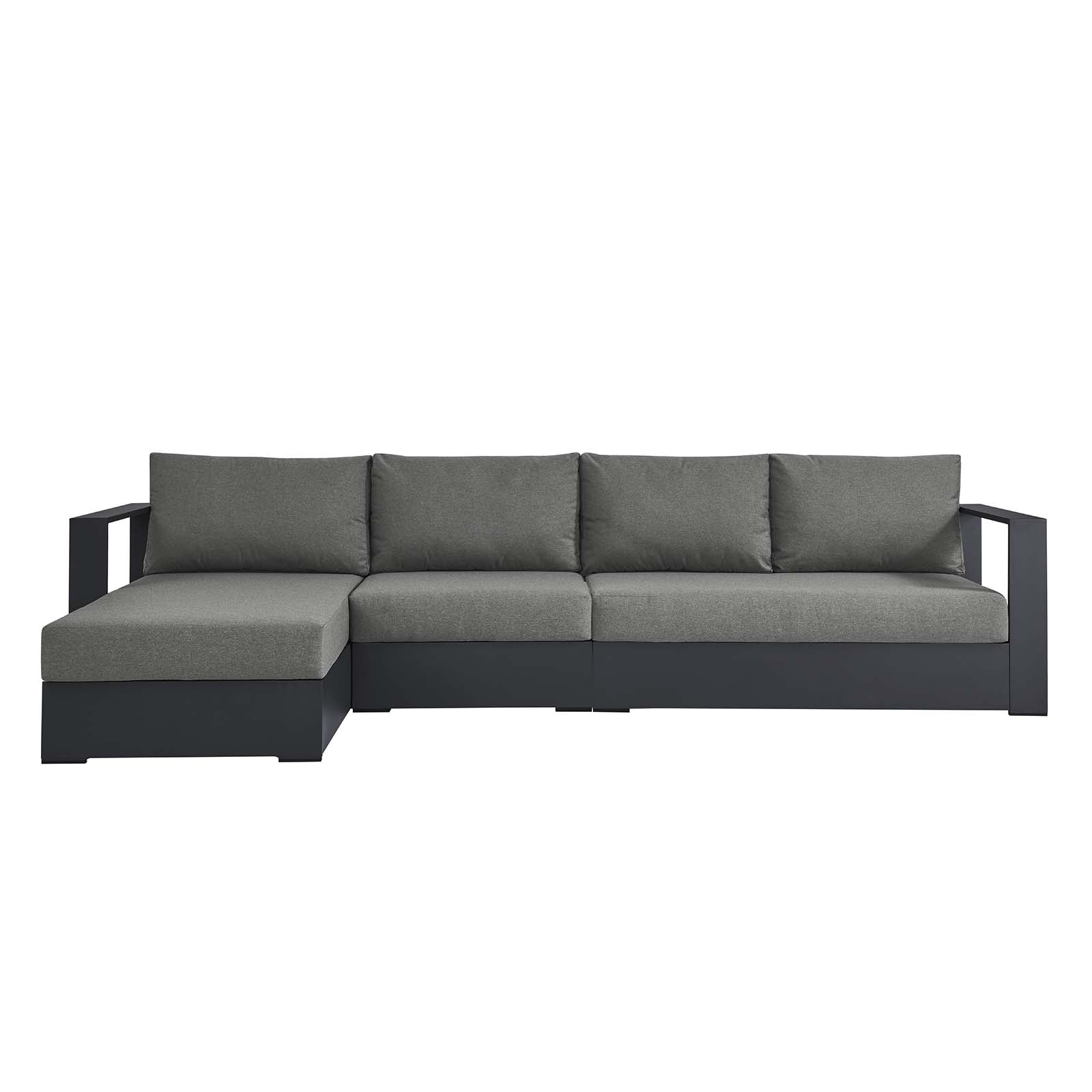 Tahoe Outdoor Patio Powder-Coated Aluminum 3-Piece Left-Facing Chaise Sectional Sofa Set
