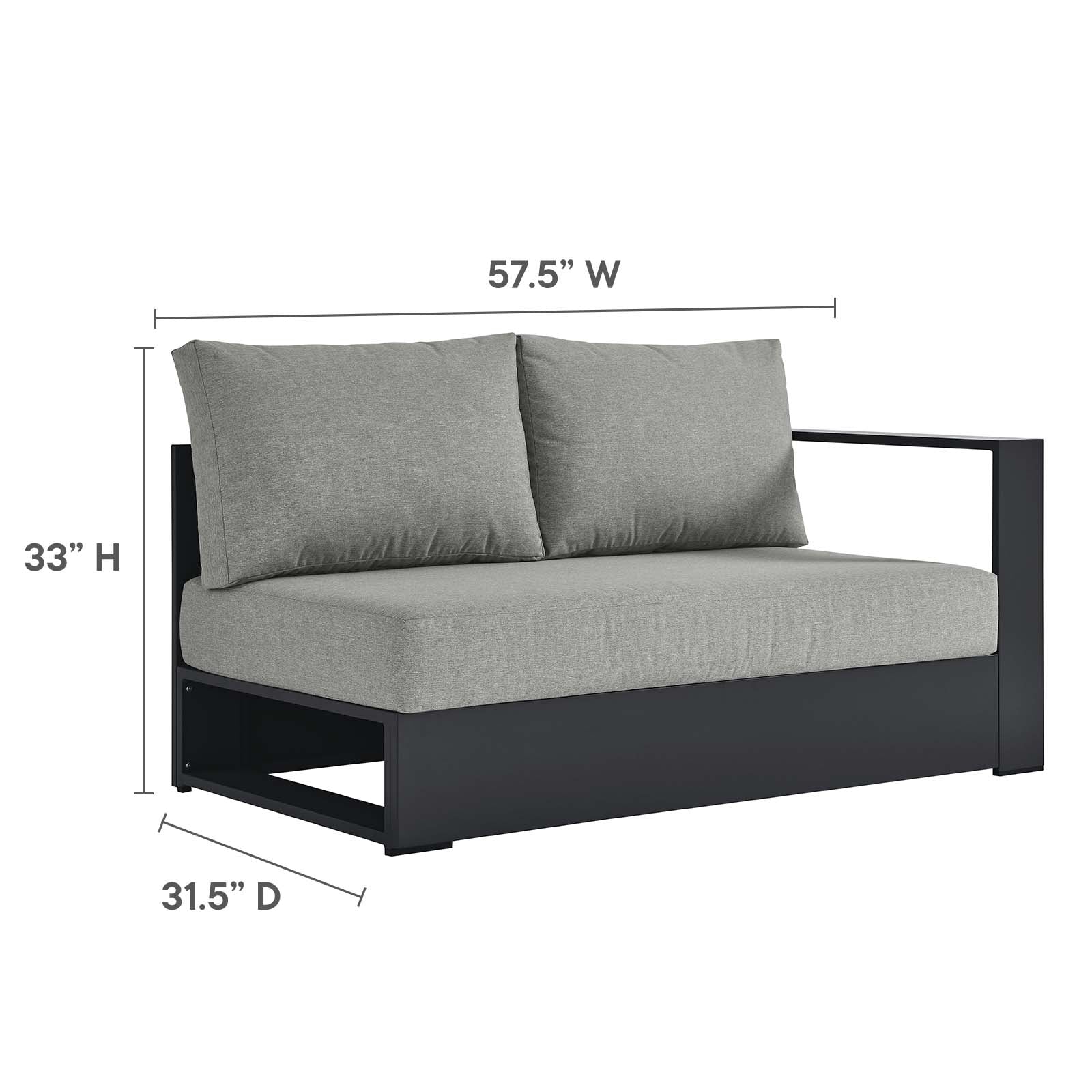 Tahoe Outdoor Patio Powder-Coated Aluminum 3-Piece Left-Facing Chaise Sectional Sofa Set - East Shore Modern Home Furnishings