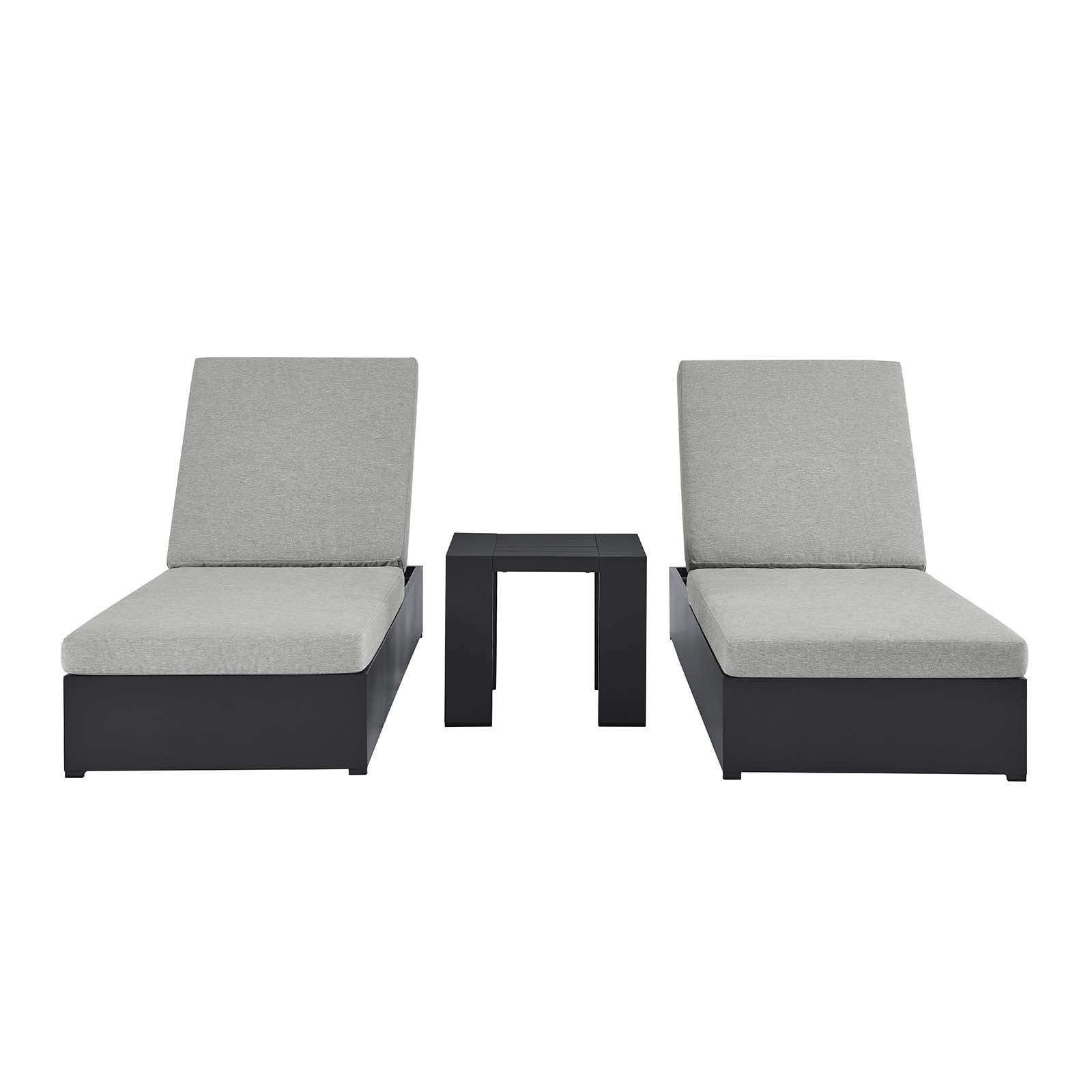 Tahoe Outdoor Patio Powder-Coated Aluminum 3-Piece Chaise Lounge Set - East Shore Modern Home Furnishings