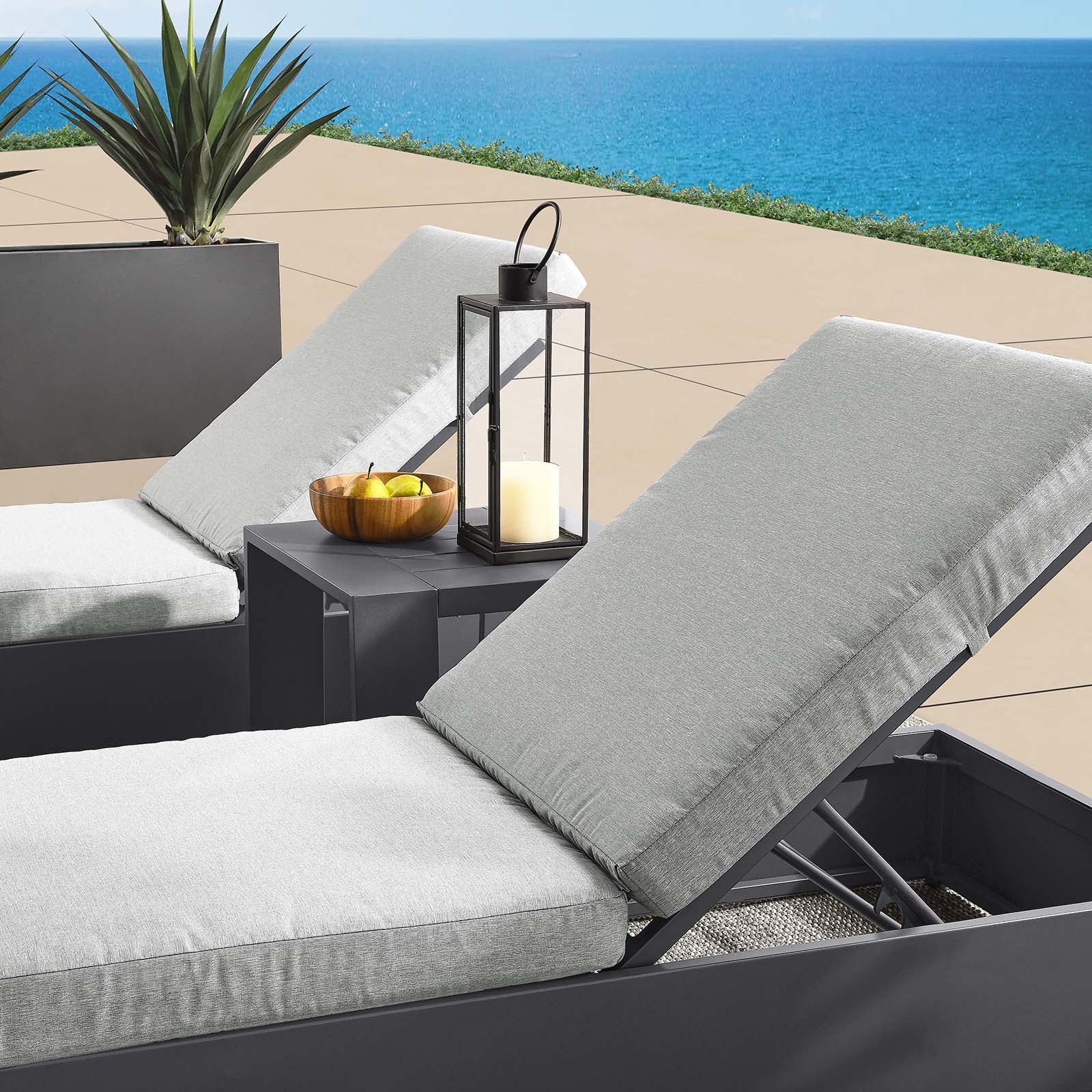 Tahoe Outdoor Patio Powder-Coated Aluminum 3-Piece Chaise Lounge Set - East Shore Modern Home Furnishings